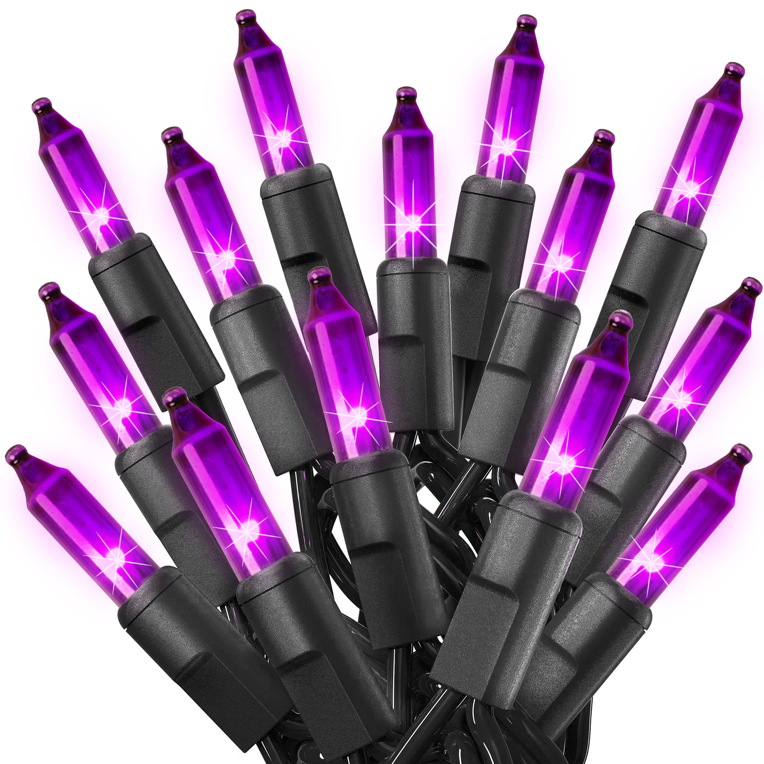 Purple Halloween String Lights - 20ft 100 LED for Party & Mardi Gras Decor