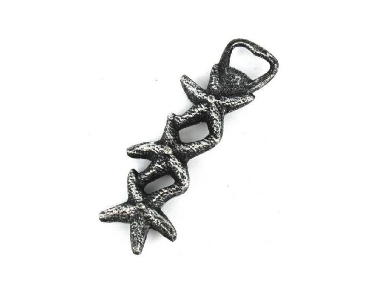 Hampton Nautical Cast Iron Starfish Bottle Opener - 7 Inch Antique Silver Finish | Rustic Coastal Decor, Beach House Accessory, Unique Kitchen Gadget for Beer & Soda Bottles
