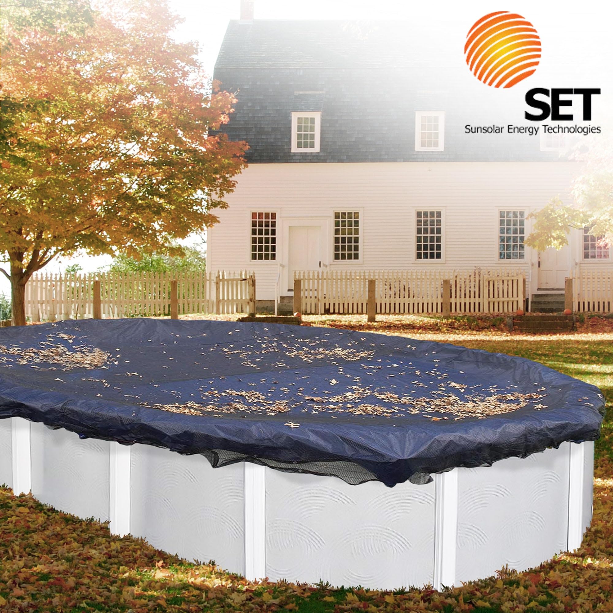 Sunsolar Energy Technologies 16 ft x 32 ft Oval Above Ground Pool Leaf Net Cover with 3 ft Overlap - Durable Swimming Pool Protection for Fall & Winter Season - Perfect for Backyard, Garden, and Outdoor Pool Maintenance