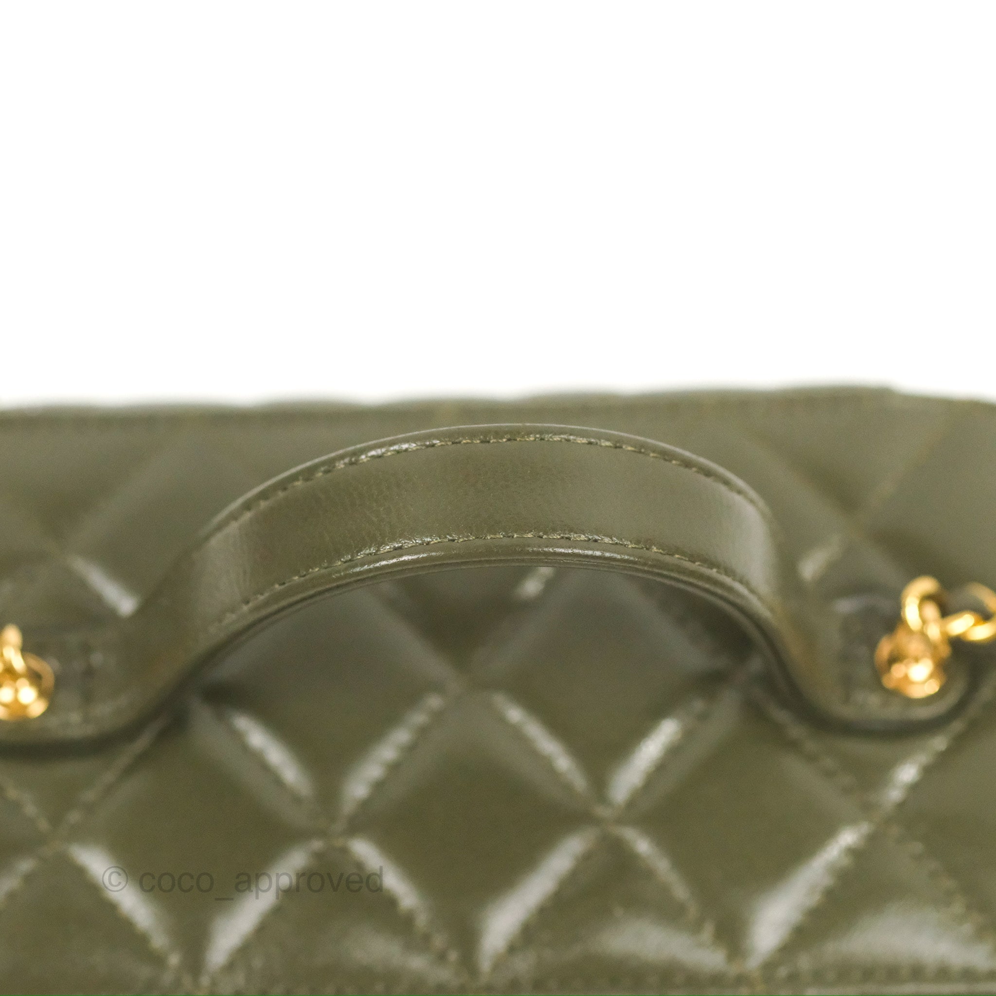 Chanel 22K Khaki Green Lambskin Cargo Pocket Top Handle Vanity Bag with Chain - Luxury Crossbody Purse for Women, Perfect for Date Night & Evening Events