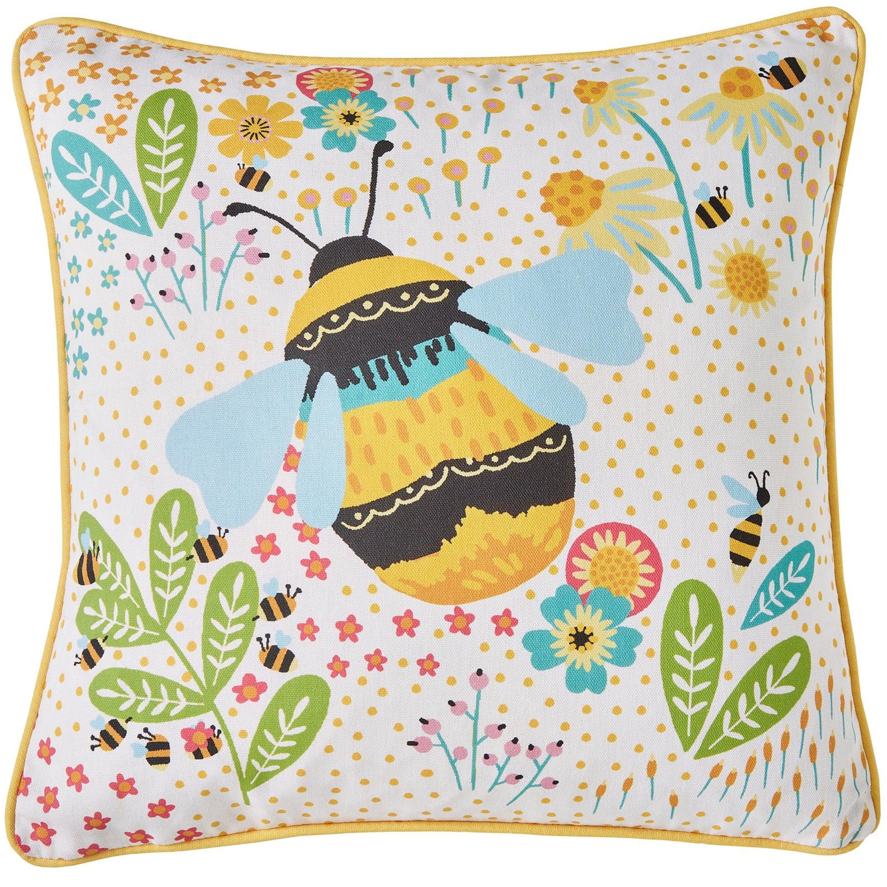 Fusion Buzzy Bee Outdoor Cushion - Waterproof Garden Patio Furniture Pillow Cover - Ochre Yellow - Perfect for Backyard, Poolside & Porch Relaxation