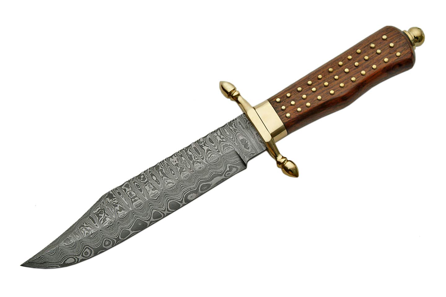 Premium Damascus Steel Bowie Knife - Handcrafted Hunting & Outdoor Survival Tool - Perfect for Camping, Bushcraft & Collectors