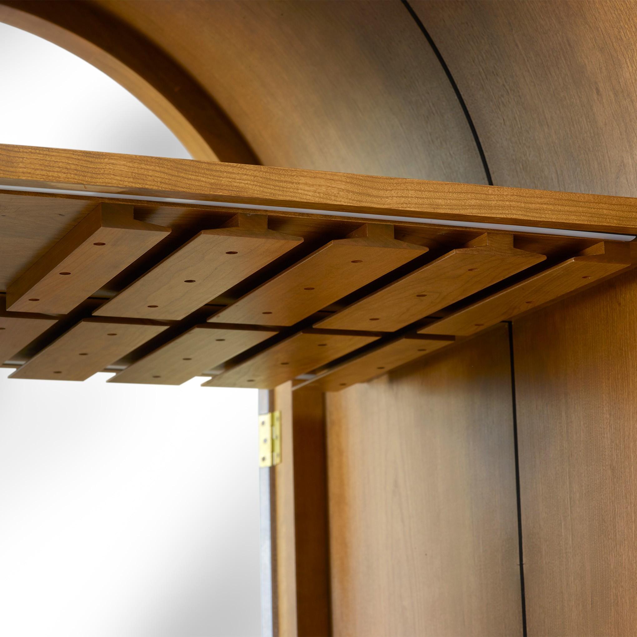 Martine Arched Bar Cabinet - Modern Wooden Liquor Storage with Glass Doors & LED Lighting - Perfect for Home Bar, Dining Room, or Living Room Decor