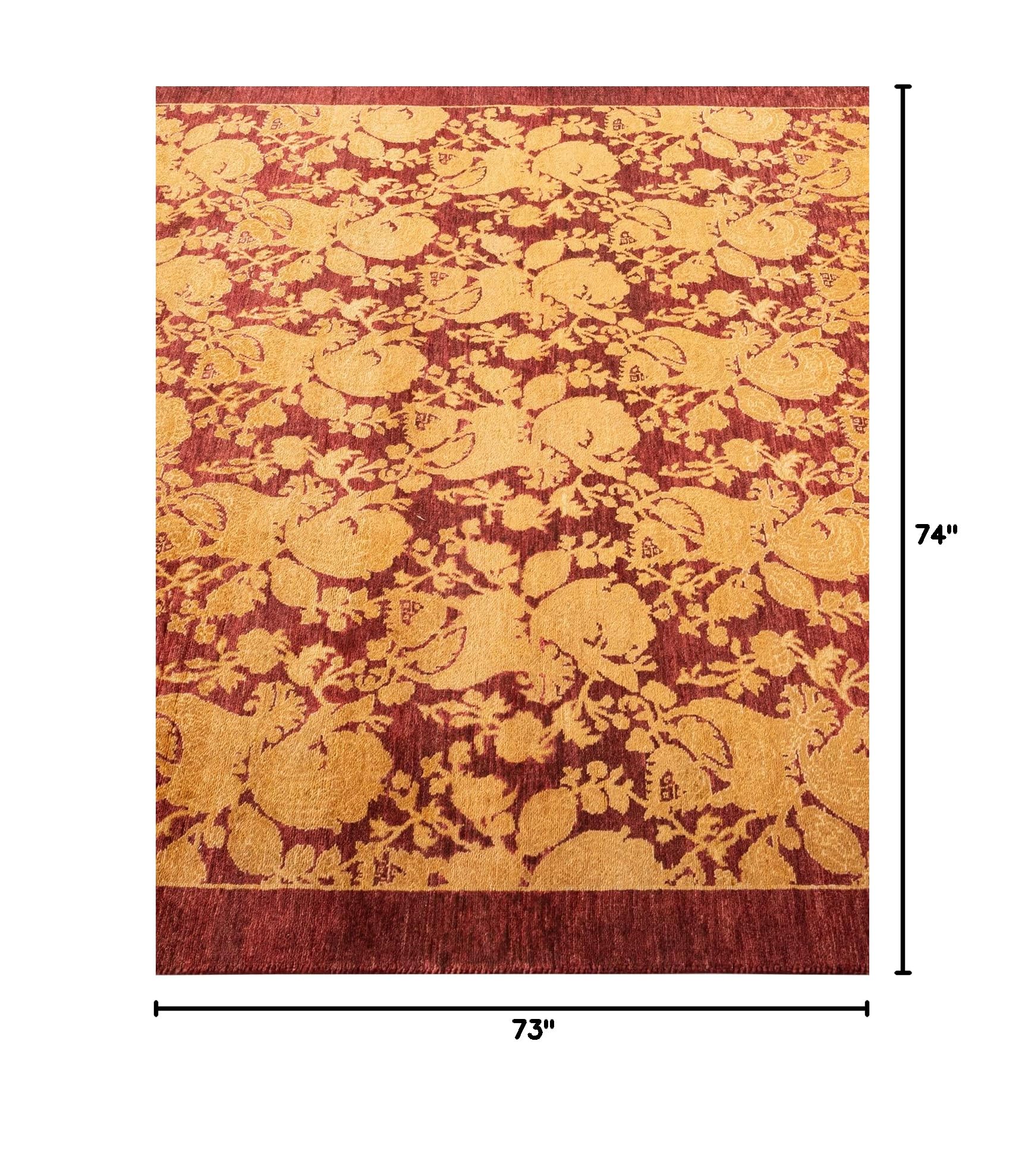 Handmade Traditional Floral Mogul Red Wool Area Rug 4x6 - Solo Rugs One of a Kind Hand Knotted - Perfect for Living Room, Bedroom & Home Decor