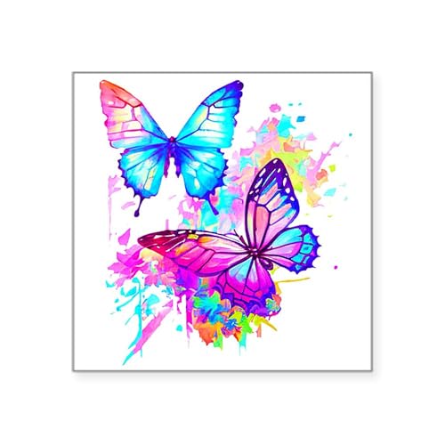 White - Neon Splatter Butterflies Sticker