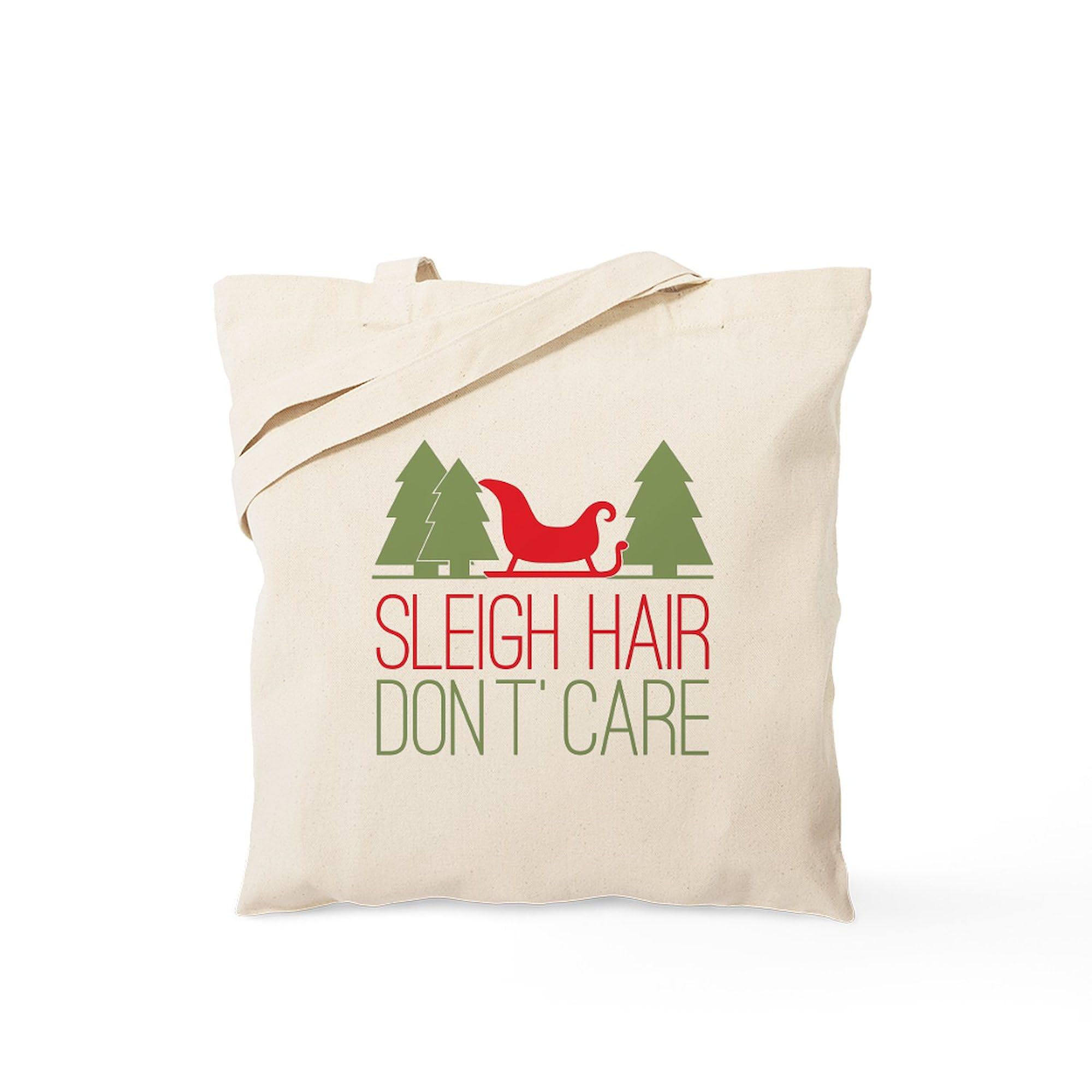 Sleigh Hair Don't Care Tote Bag - Natural Canvas Reusable Shopping Bag for Groceries, Beach & Holiday Gifts | Eco-Friendly Christmas Gift Idea