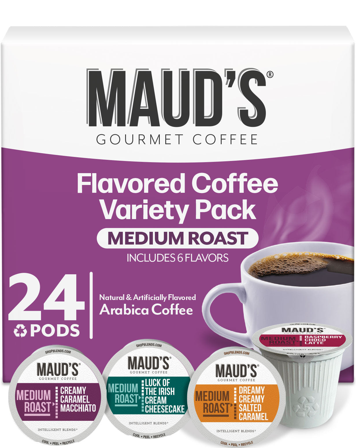 Maud's Flavored Coffee Pods Variety Pack - 6 Delicious Flavors for Keurig Brewers | Perfect for Home, Office & Gifts