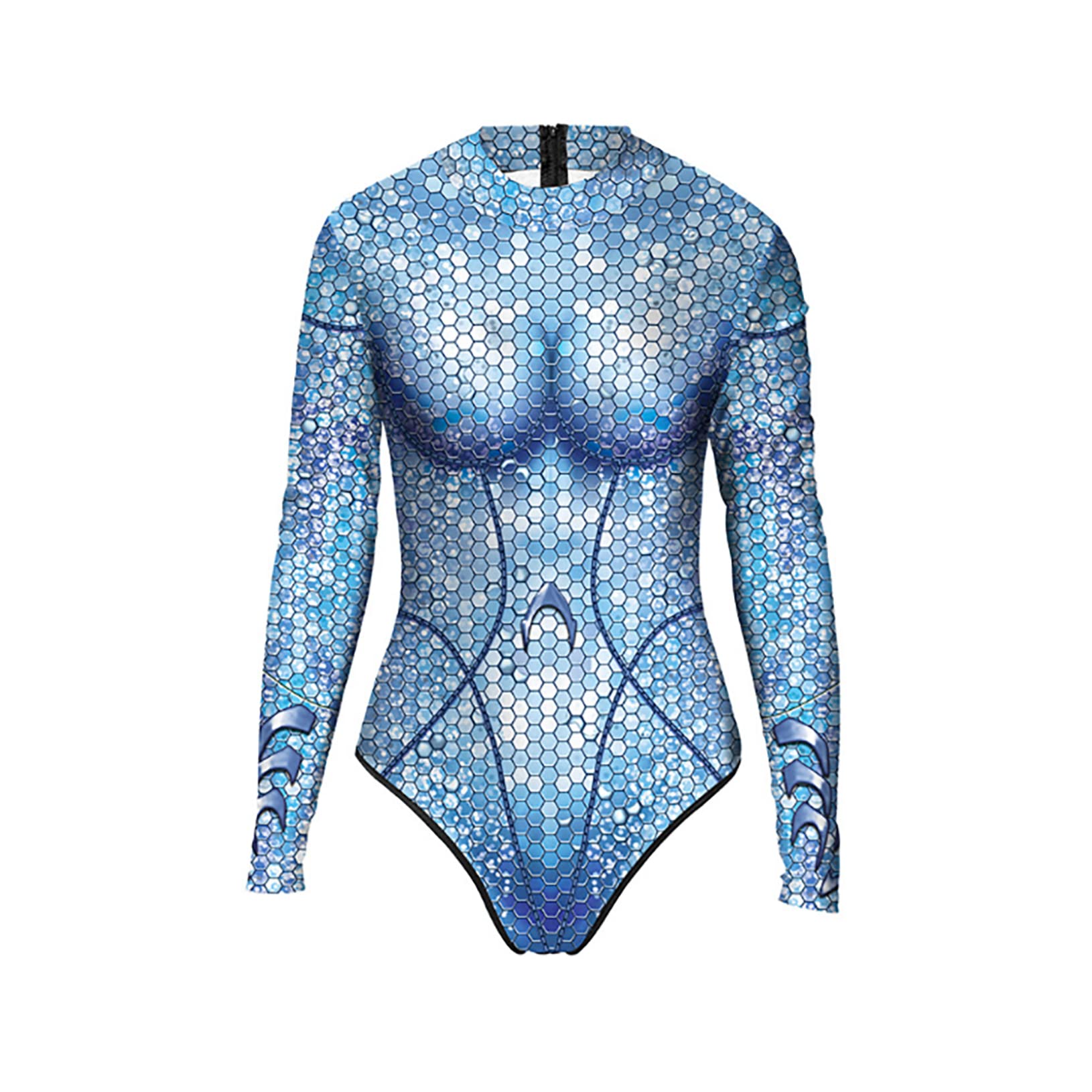 ACSUSS Women's Long Sleeve Rash Guard Swimsuit - Mermaid Scale Print UPF 50+ Sun Protection Swimwear for Surfing, Swimming & Beach Activities