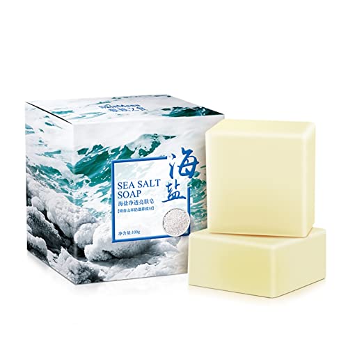 Organic Goats Milk & Natural Sea Salt Bar Soap for Acne, Pimples & Pore Treatment - Deep Cleansing Face & Body Wash for All Skin Types - Men & Women Skincare (Shipping from USA) - Perfect for Daily Cleansing, Sensitive Skin Care & Spa Treatments