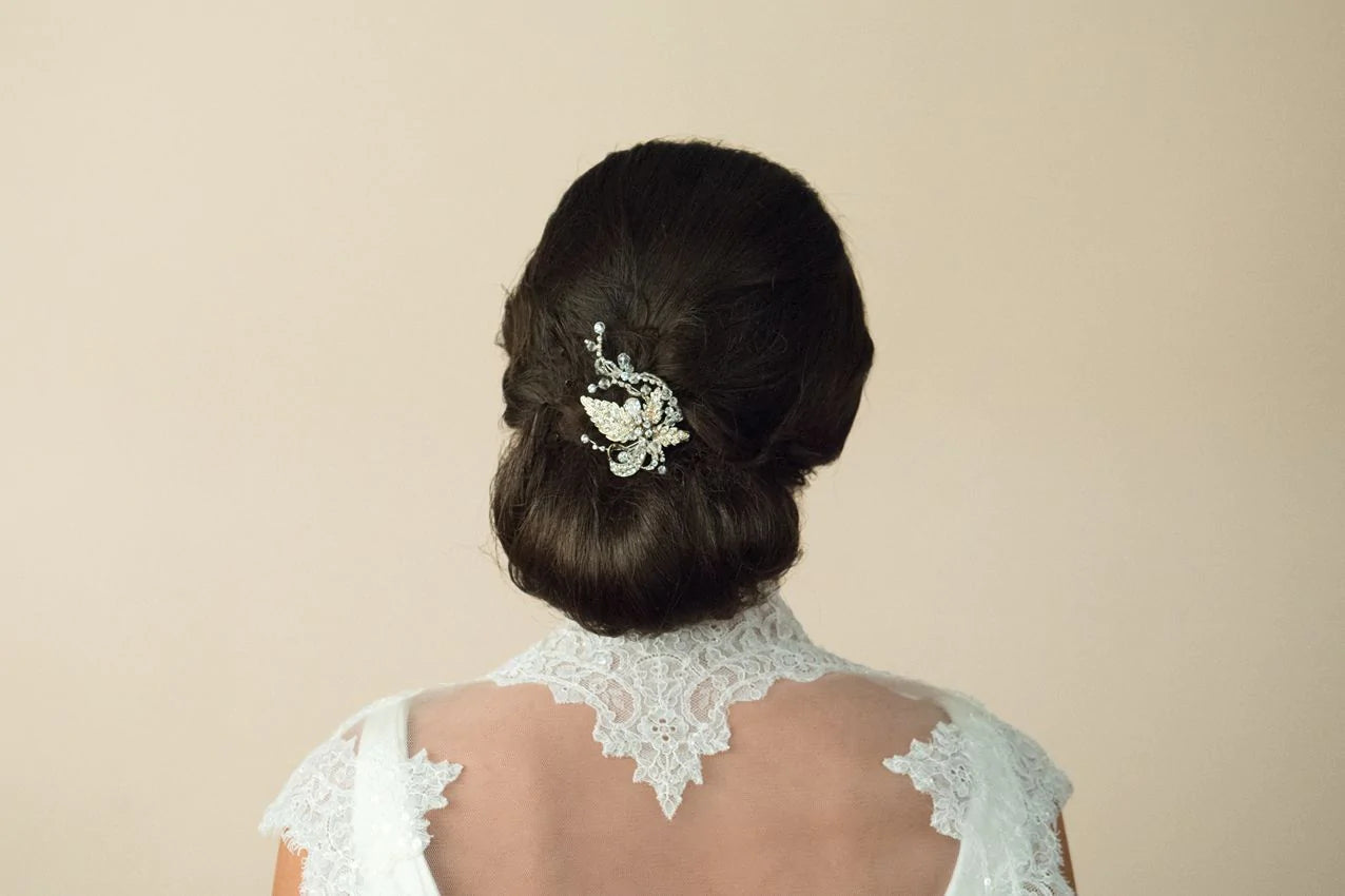 Ivory & Co MAGGIE Gold Bridal Hair Clip with Crystals - Elegant Wedding Accessory for Brides, Bridesmaids & Prom | Perfect for Weddings, Formal Events & Special Occasions