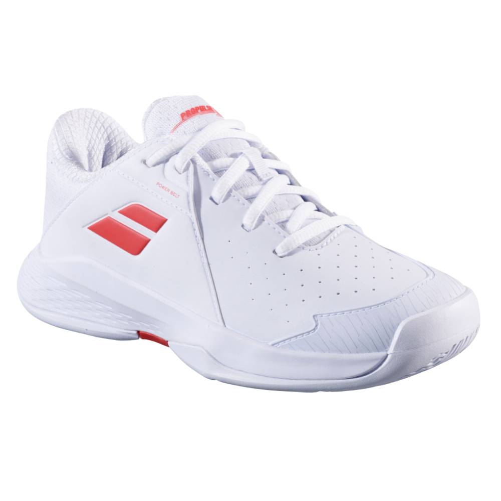 Babolat Propulse 3 AC Junior Tennis Shoes for Boys & Girls - White/Red - Lightweight & Durable for Court Performance - Perfect for Junior Tennis Matches & Training Sessions