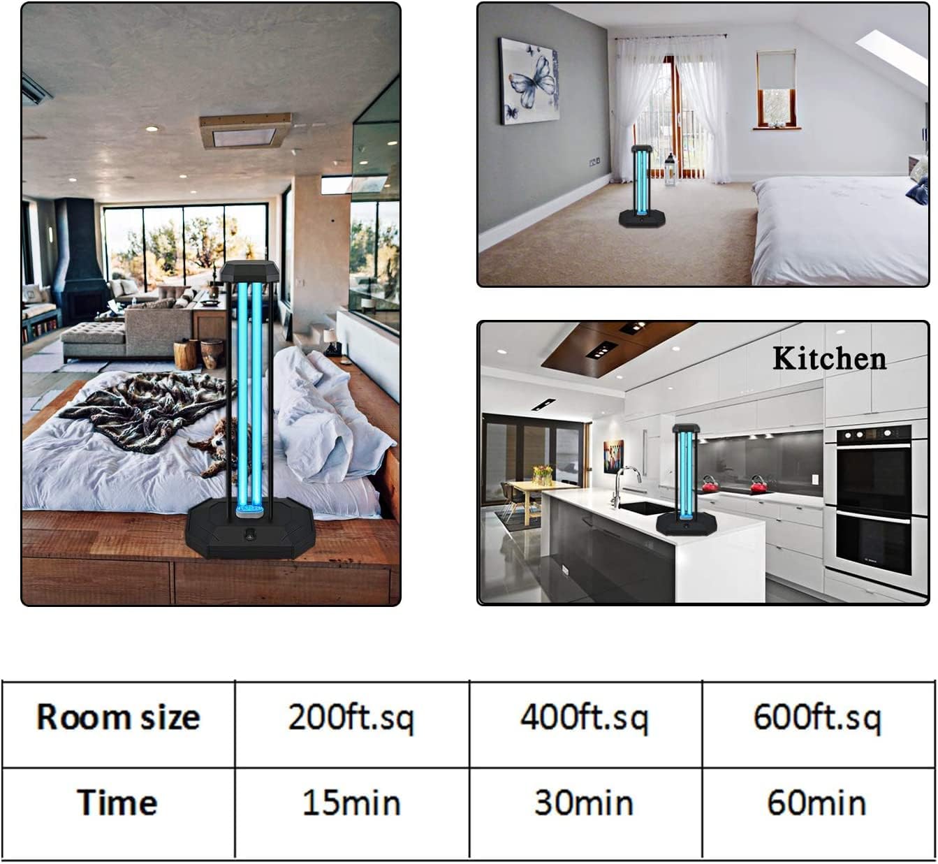 BAIMNOCM 38W UVC Germicidal Lamp with Remote Control & Timer - UV Light Bulb for Home Disinfection, Killing Bacteria & Viruses in Bedrooms, Bathrooms, Kitchens