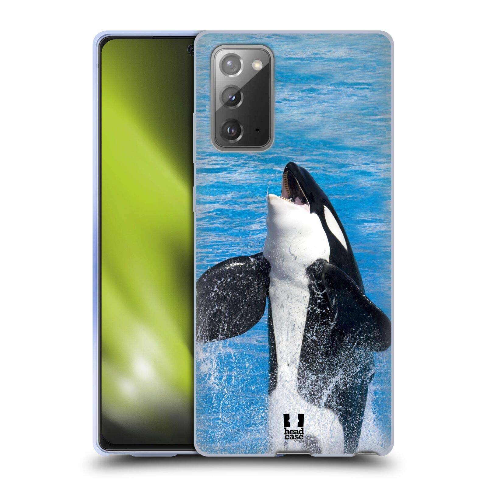 Head Case Designs Jumping Killer Whale Soft Gel Case for Samsung Galaxy Note20/5G - Durable Protection for Outdoor Adventures and Daily Use