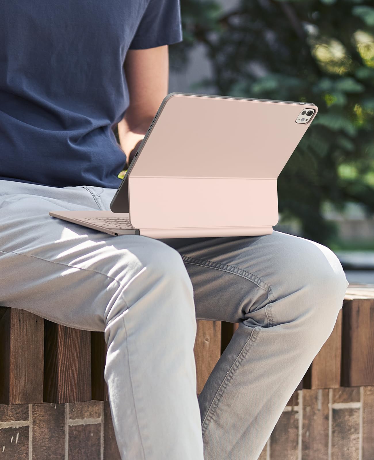 CHESONA iPad Pro 13 Case 2024 with Backlit Keyboard & Trackpad - 7-Color RGB Lighting, Floating Stand, Battery Display - Compatible with iPad Pro 13-inch (M4, 2024 Model) - Perfect for Work, Study & Travel - Pink