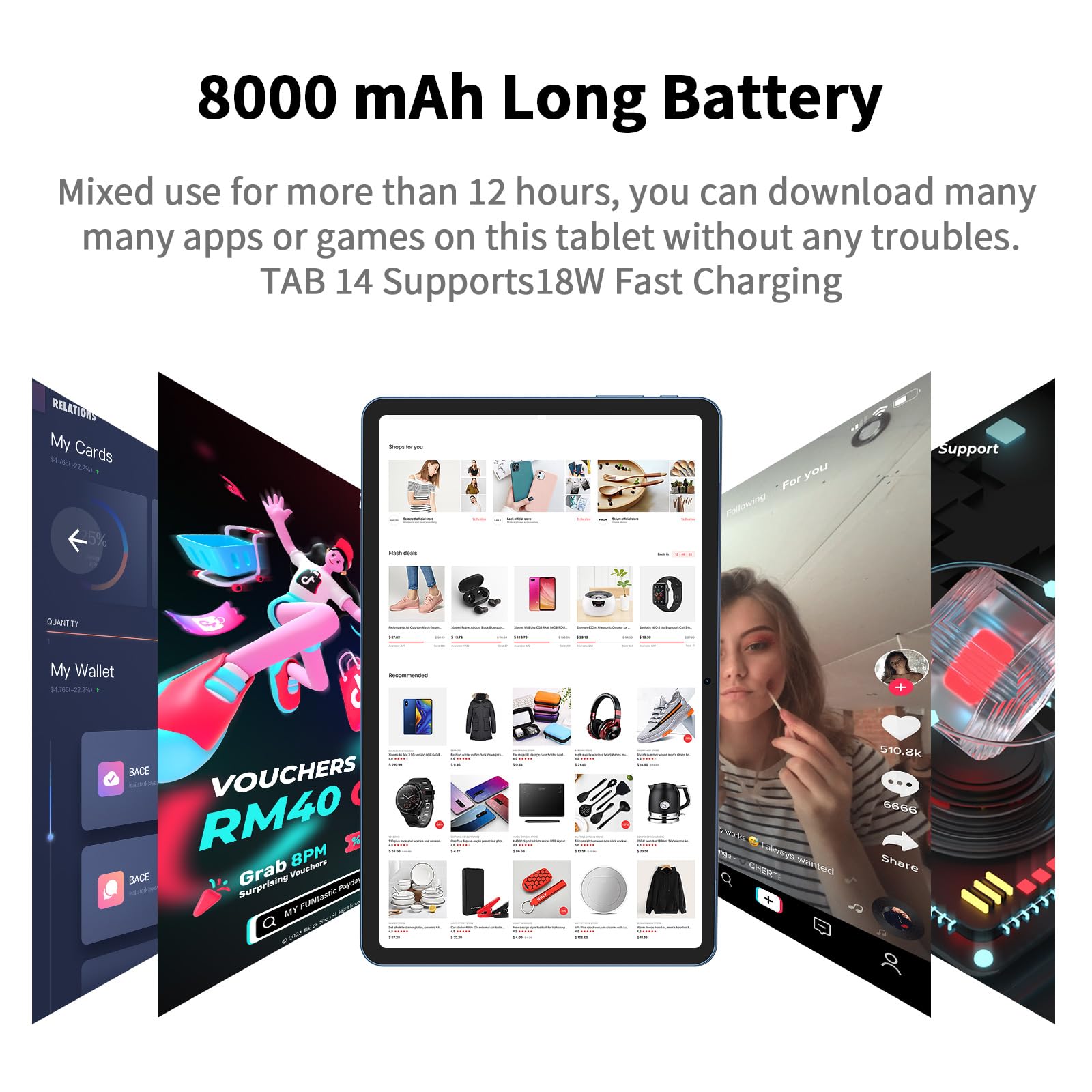 VASOUN Android 11 Tablet 10.4 Inch - 16GB RAM (8GB+8GB Expandable) 256GB Storage, 4G LTE Dual SIM, 2.0GHz Octa-Core Processor, 2K IPS Display, 8000mAh Battery, 2.4G/5G WiFi, Bluetooth 5.0 with PU Leather Case - Perfect for Gaming, Streaming & Productivity on the Go