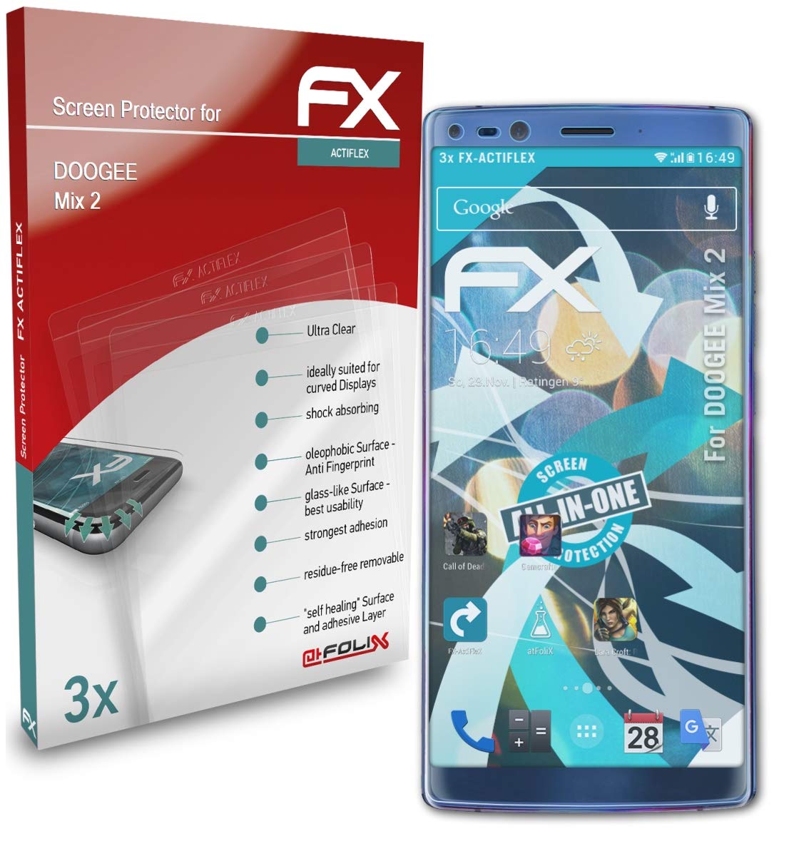 Doogee Mix 2 Screen Protector - 3 Pack Ultra Clear Flexible HD Film - Anti-Scratch & Bubble-Free - Perfect for Work, Travel & Outdoor Activities