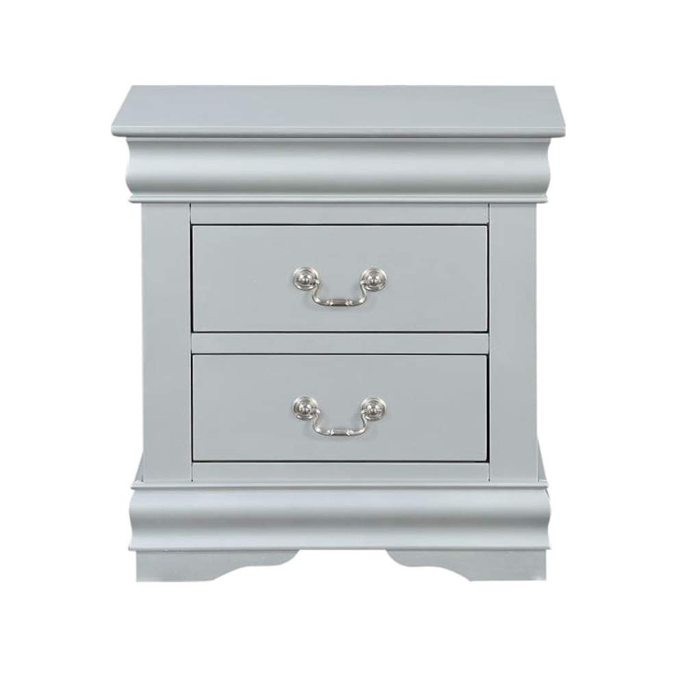 Harper&Bright Solid Wood Nightstand with 2 Drawers - Antique Style Bedside Table for Bedroom & Living Room - No Assembly Required Storage Furniture (Platinum) | Perfect for Small Spaces, Guest Rooms & Apartment Decor