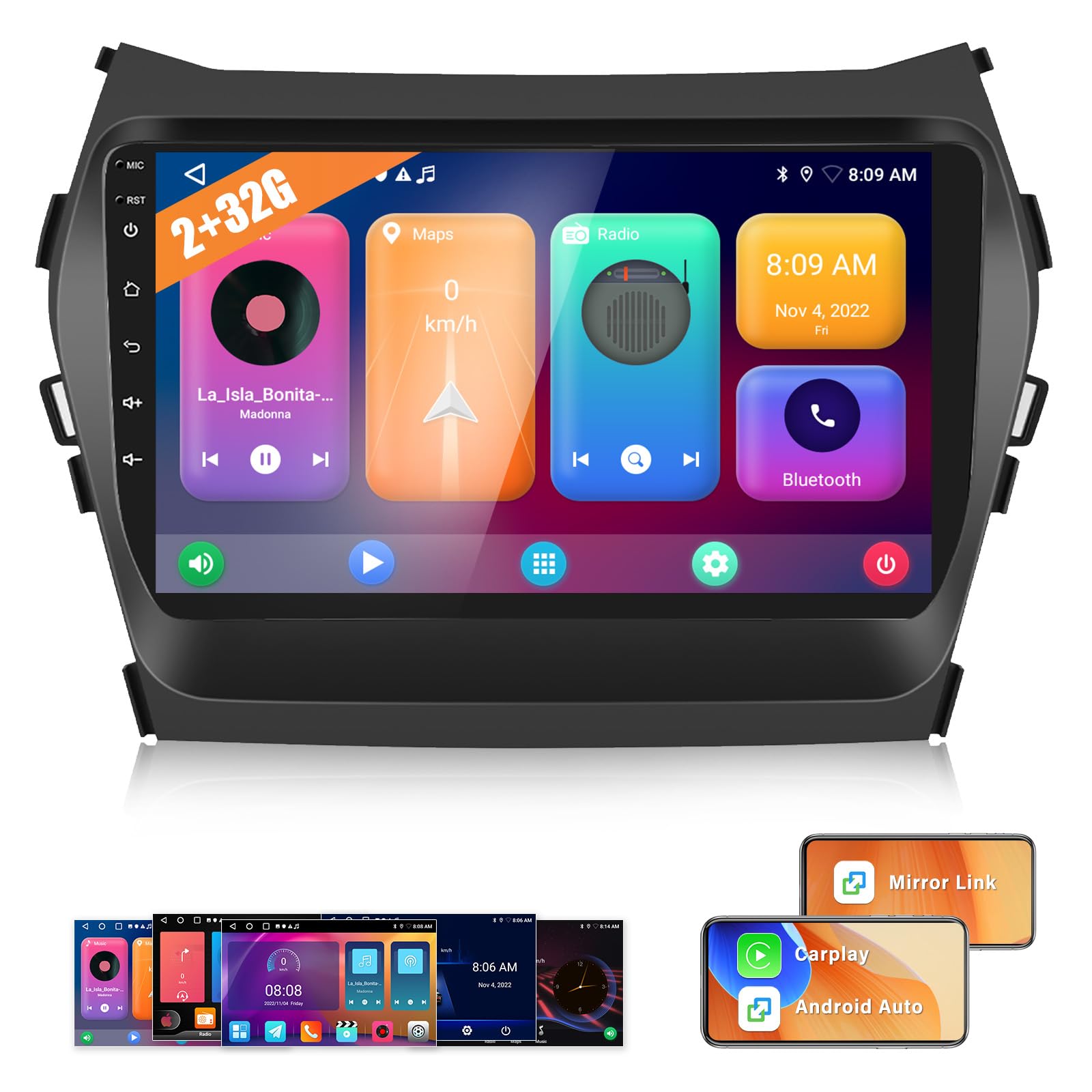2+32GB Android 11 Car Stereo for Hyundai Santa Fe/IX45 2013-2018 | 9
