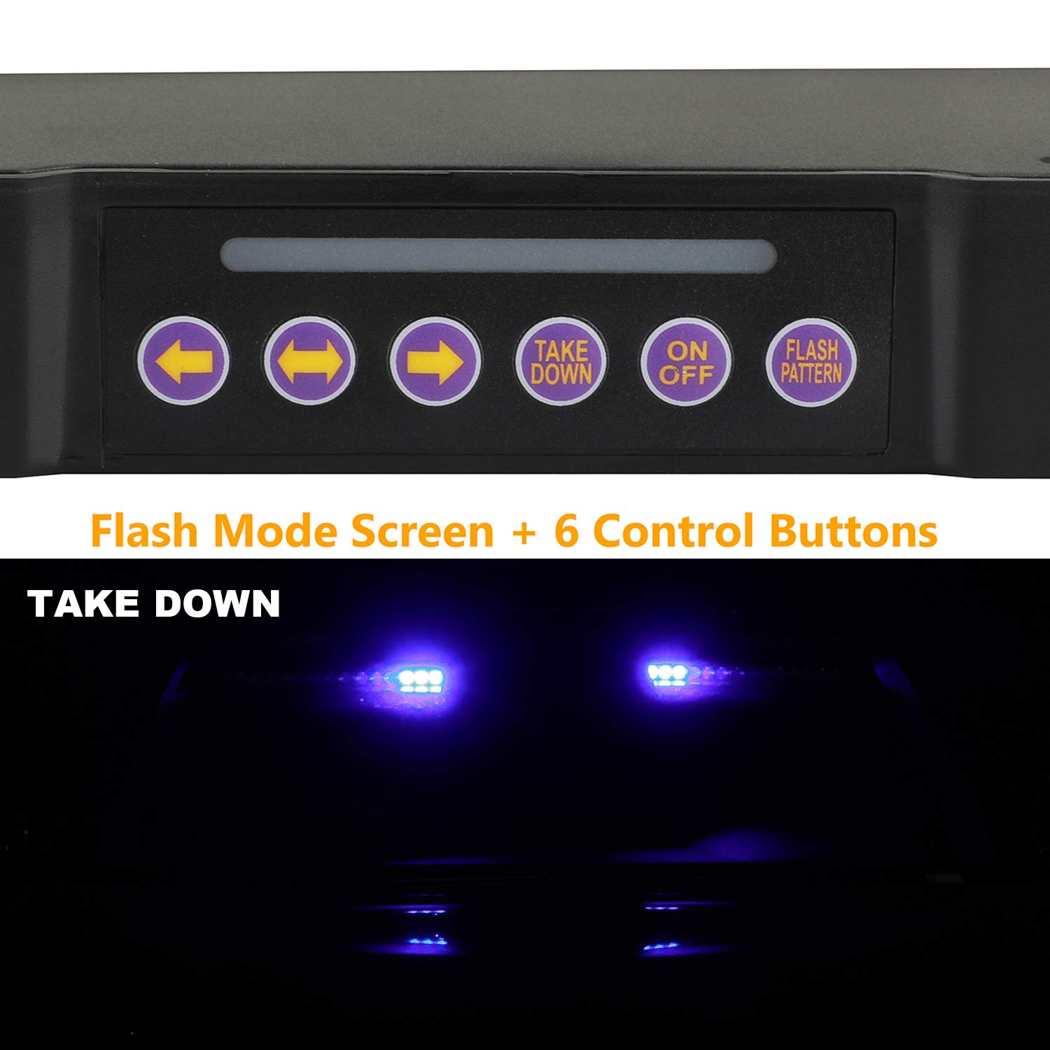 ASPL 2-15 LED Visor Light Bar with 29 Flash Patterns - Emergency Strobe Warning Light for Windshield Mount | Police, Construction, Tow Truck & Hazard Vehicle Safety Lights (Blue)