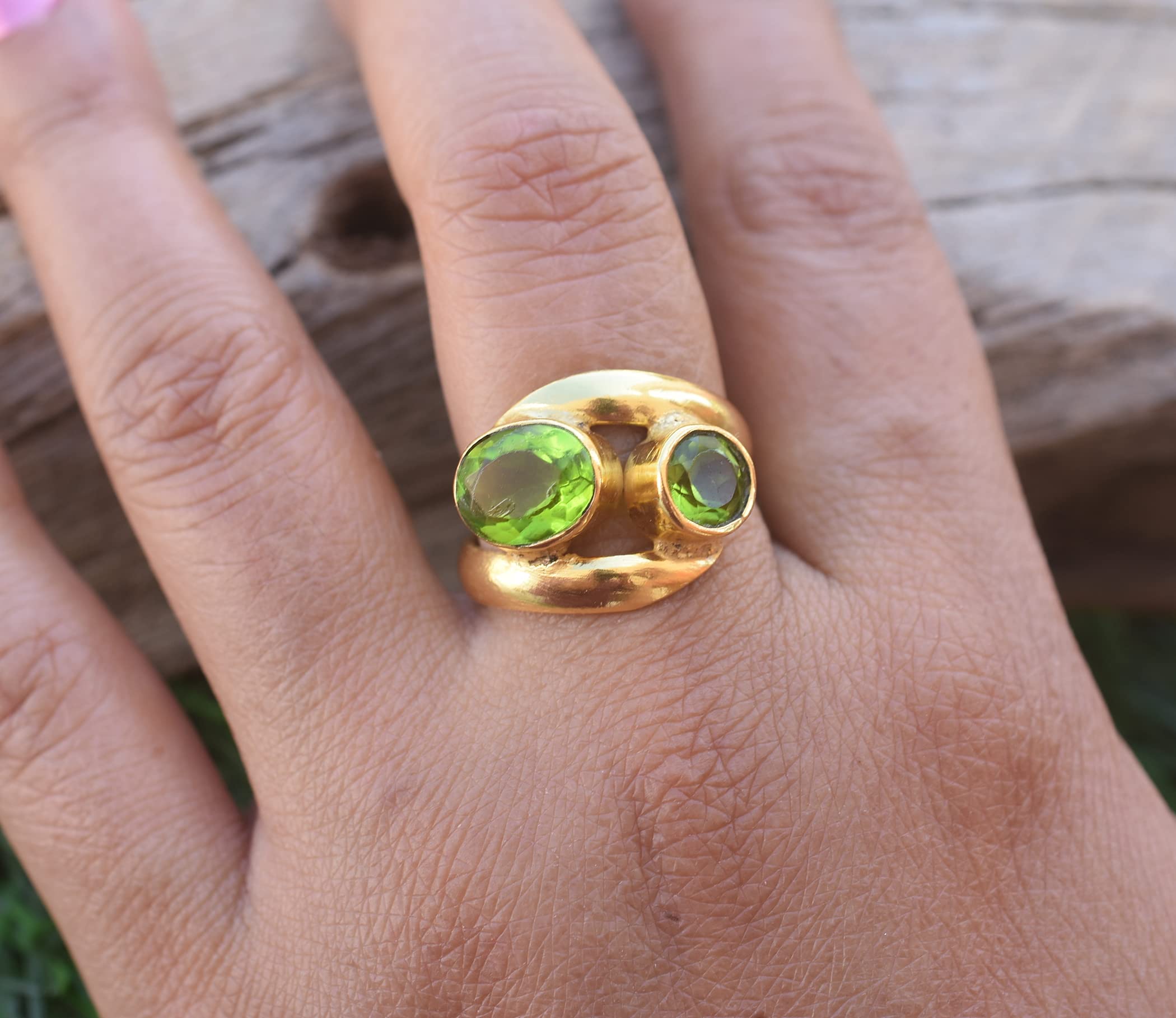 Veracity Jewelry 18K Gold Plated Peridot Rings for Women - Handmade August Birthstone Jewelry with Green Gemstone - Elegant Gift for Girls & Women (VR-441) | Perfect for Birthdays, Anniversaries & Special Occasions