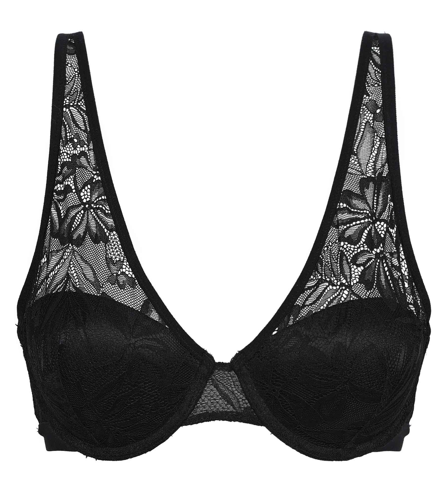 Lace Black Leaf Print Scarf Bralette by Dim - Perfect for Layering, Date Nights & Boho Fashion