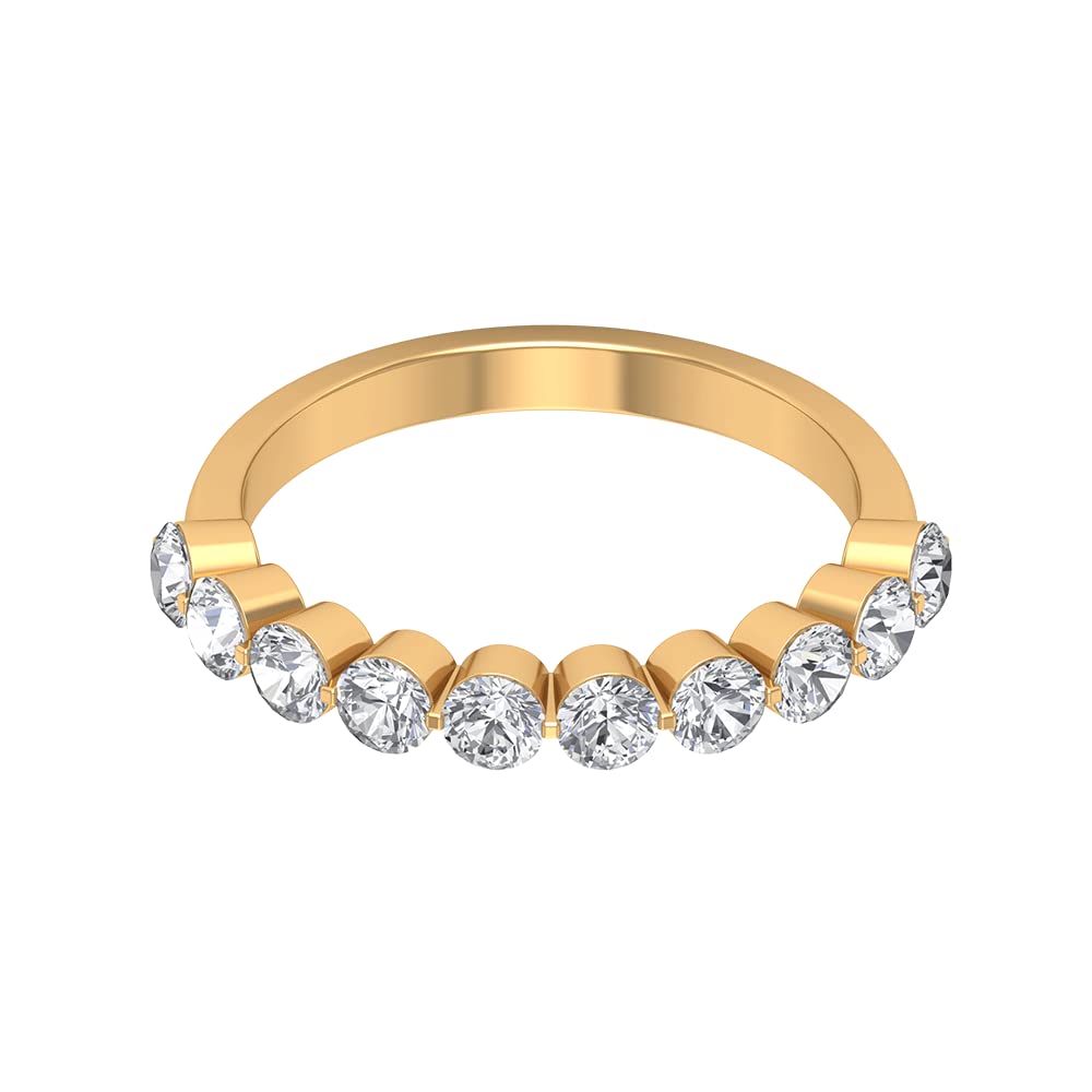 1 CT Certified Diamond Half Eternity Ring for Women - April Birthstone, 14K Solid Gold Wedding Band, Anniversary Gift, Engagement Jewelry - Perfect for Bridal, Valentine's Day & Special Occasions