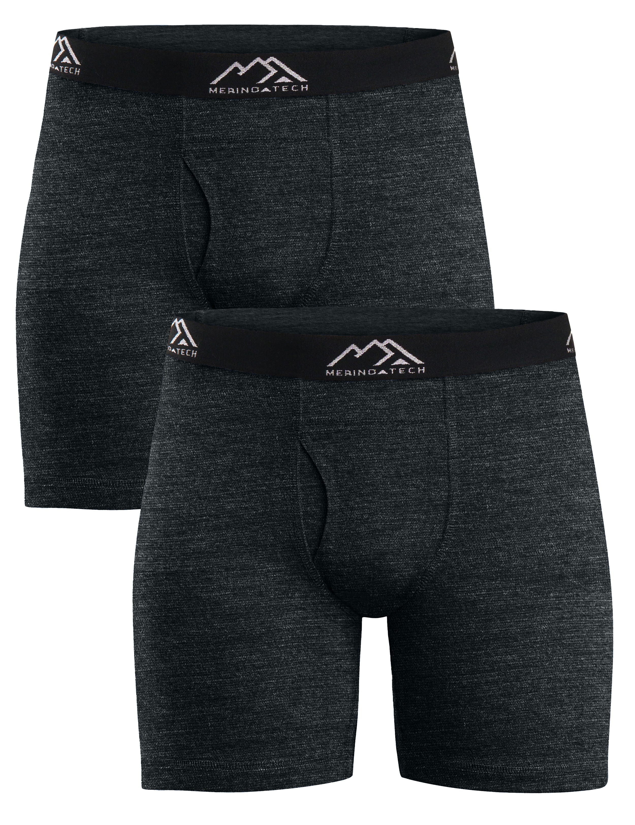 Premium Men's Merino Wool Boxer Briefs - 2 Pack (Rusty Charcoal Grey) | Soft & Breathable Underwear for Travel, Hiking & Everyday Comfort
