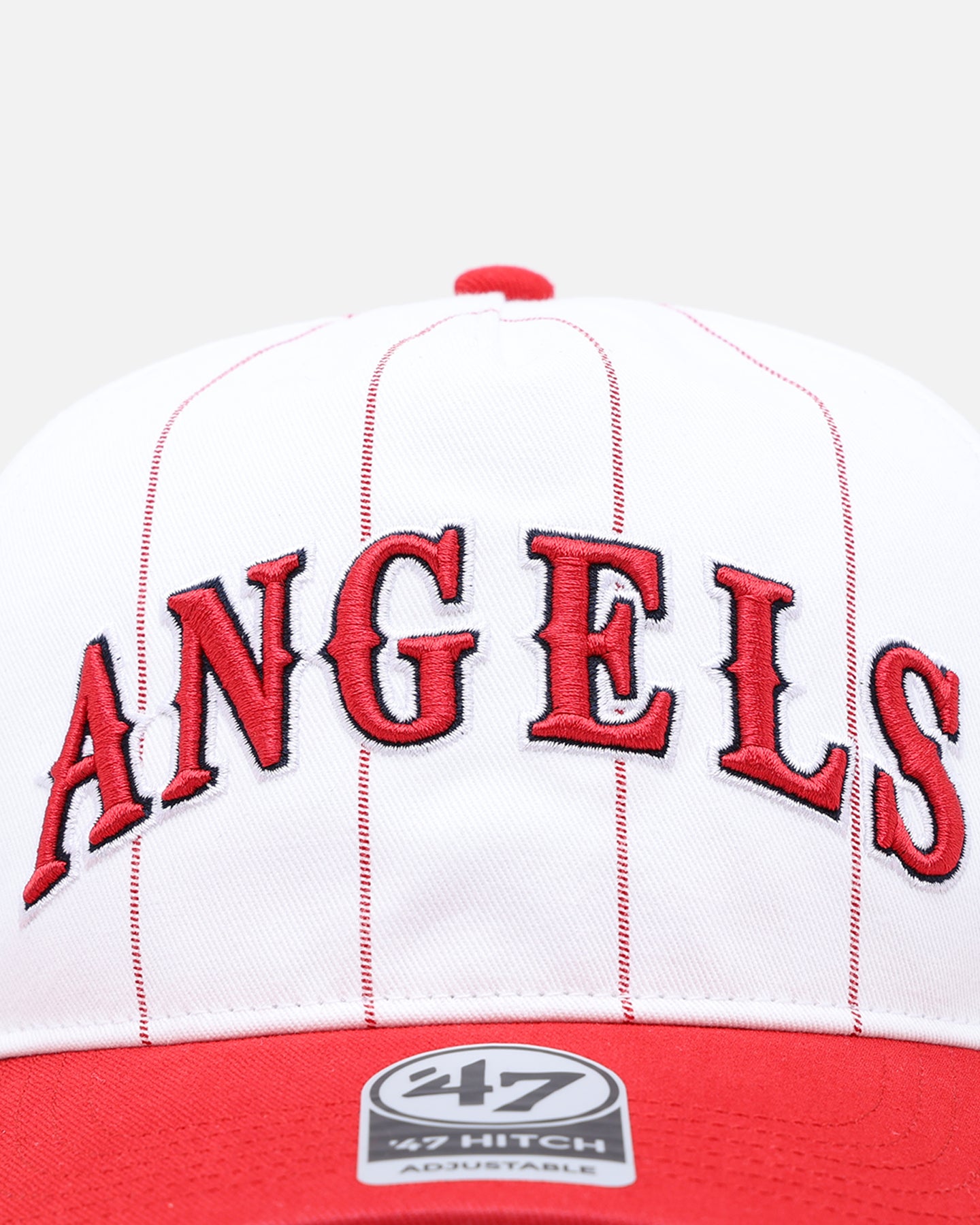 47 Brand Los Angeles Angels 'Double Header Pinstripe' Snapback Hat - Adjustable '47 Hitch Back Closure, White Baseball Cap for Men & Women - Perfect for Baseball Games, Casual Wear & Sports Fan Gifts