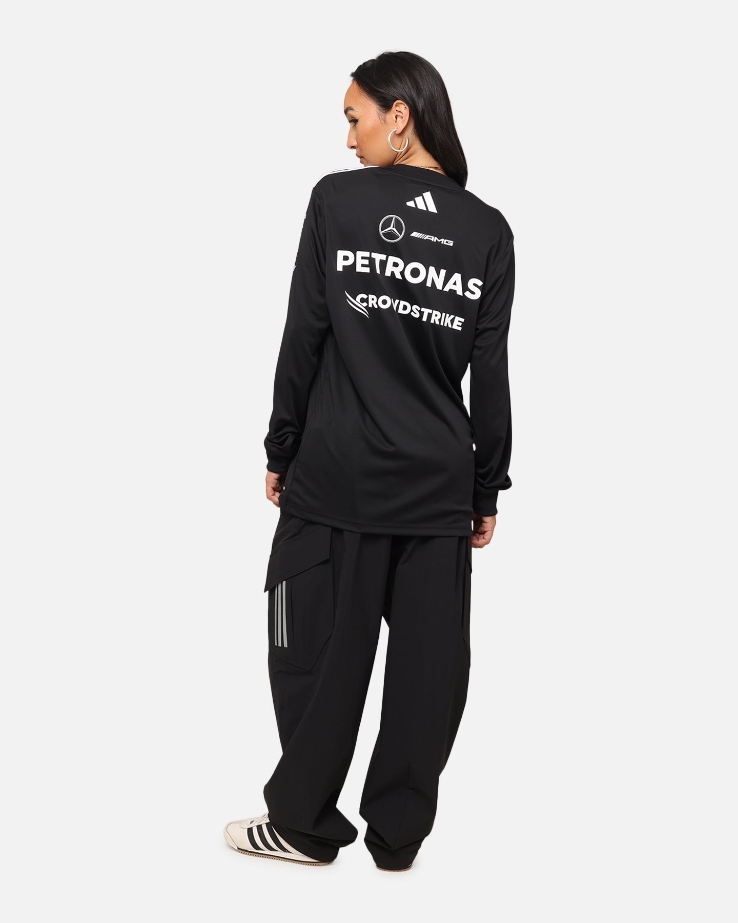 Adidas x Mercedes AMG PETRONAS F1 2025 Team Long Sleeve T-Shirt Black - Official Formula One Racing Shirt for Fans & Drivers - Perfect for Race Day & Casual Wear