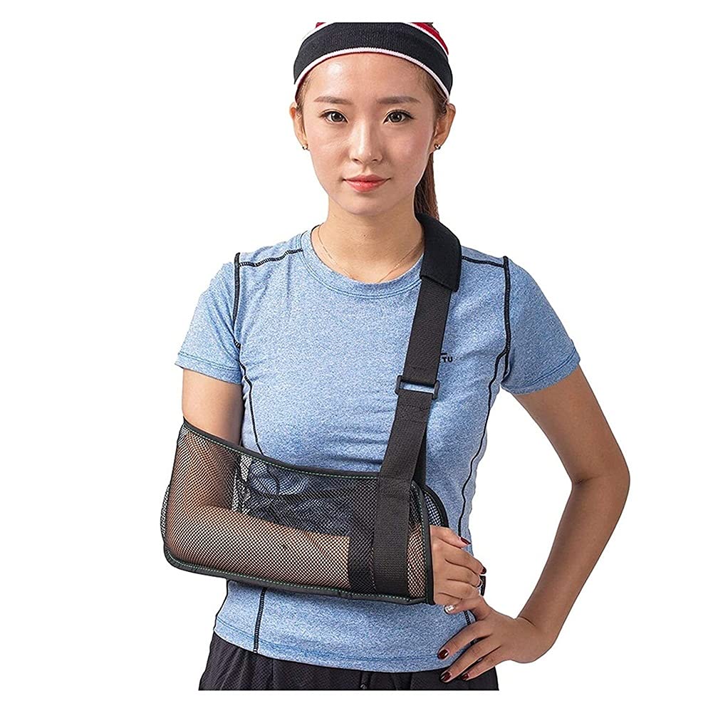 Mesh Arm Sling - Medical Shoulder Immobilizer & Rotator Cuff Support Brace for Wrist & Elbow - Lightweight Breathable Arm Support Strap (Black) - Ideal for Post-Surgery Recovery & Sports Injury Relief