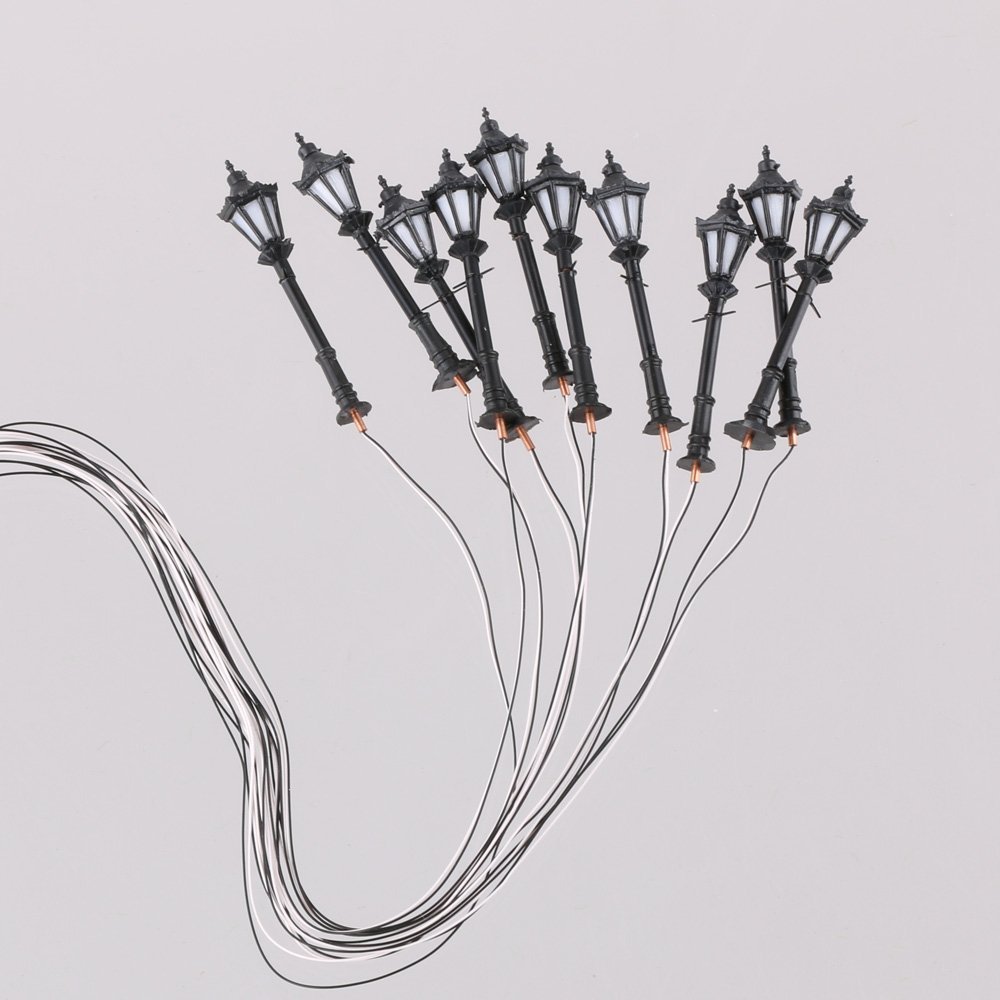 10PCS 1:150 Scale LED Courtyard Street Lamps for Model Railway & Train Sets - Perfect for Miniature City Scenes, Dioramas and Landscape Displays