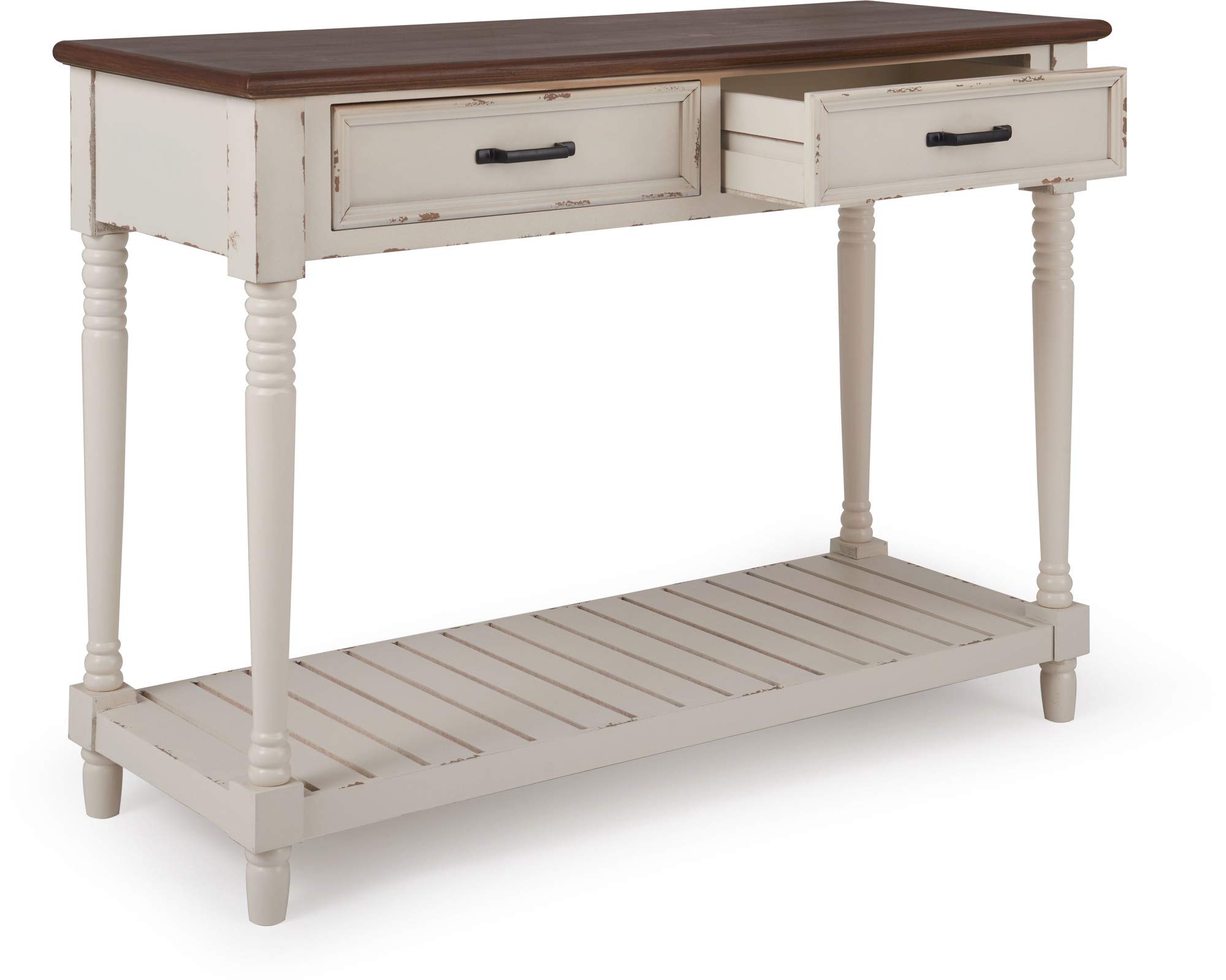 ClickDecor Baker Modern Console Table - White Entryway Storage & Home Office Writing Desk with 2 Drawers | Mid-Century Living Room Furniture for Small Spaces | Perfect for Hallway Organization, Apartment Decor & Workspace Solutions