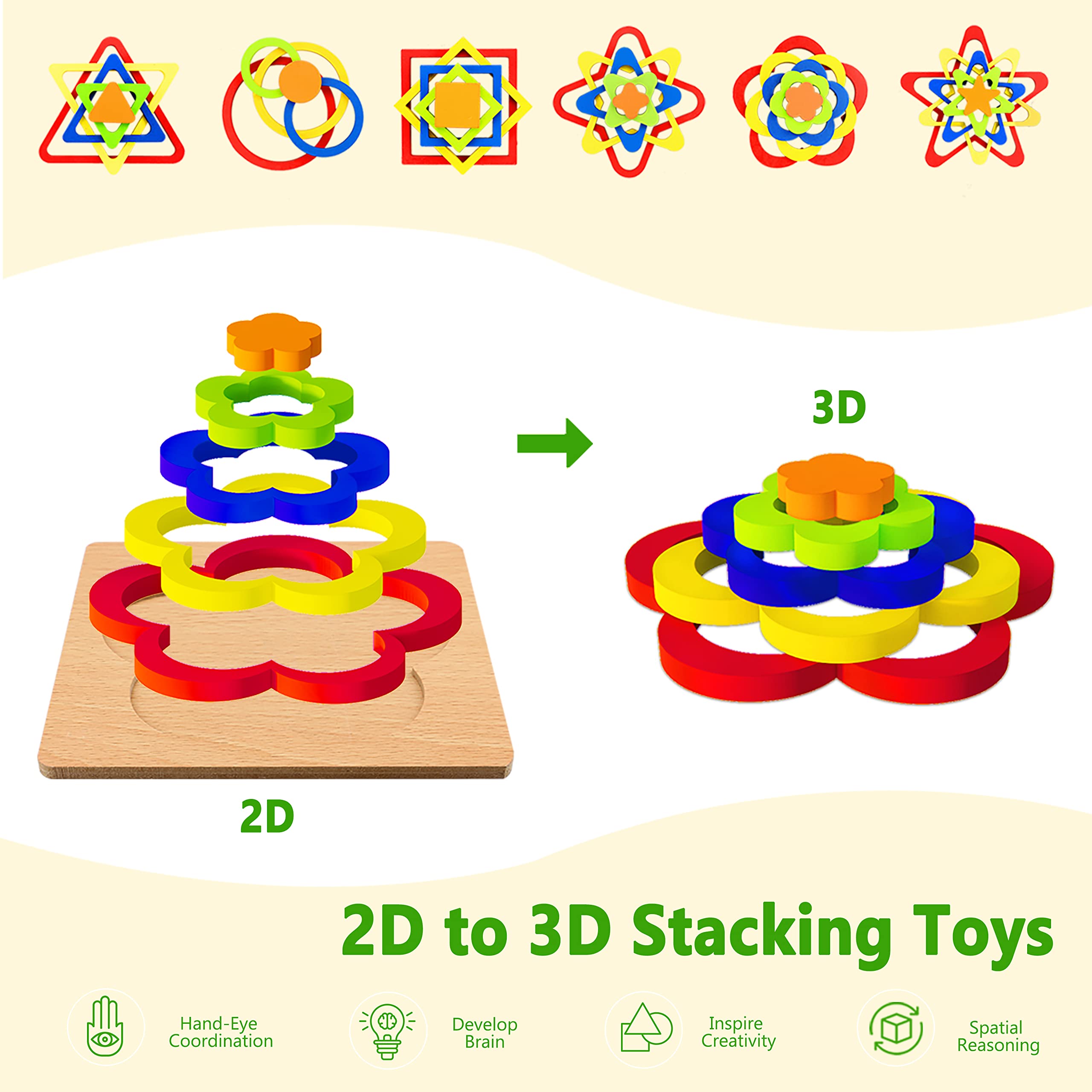 Montessori Wooden Shape Sorting Puzzle - STEM Learning Toys for 1-3 Year Olds | Perfect Toddler Gift for Birthdays & Preschool Education