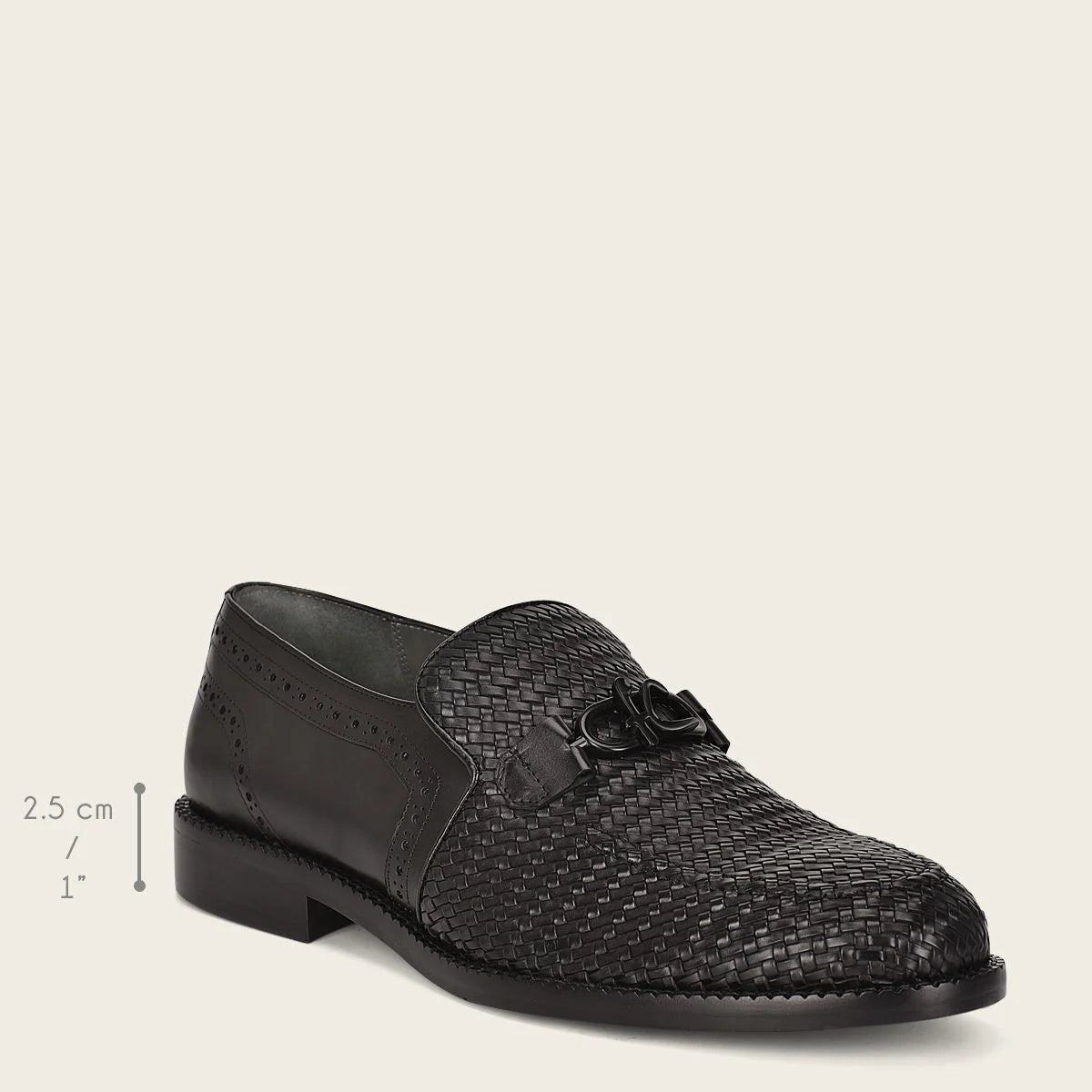 Franco Cuadra Q94TEBU Men's Black Fashion Casual Woven Leather Loafers - Comfortable Slip-On Shoes for Office, Travel & Daily Wear