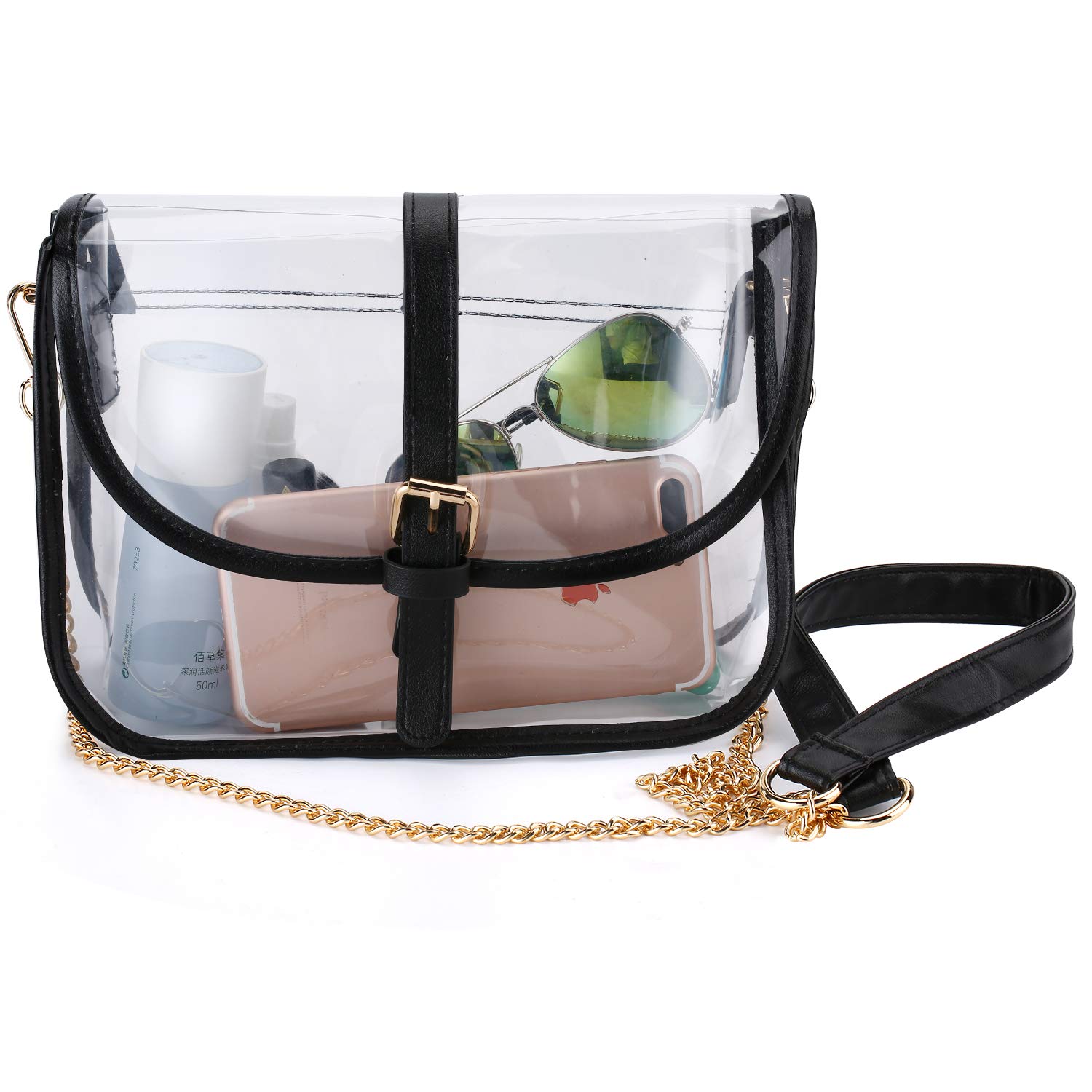 MOETYANG Clear Transparent Clutch Purse - Stadium Approved Fashion Bag for Concerts, Festivals & Events - Trendy See-Through Crossbody Bag for Women