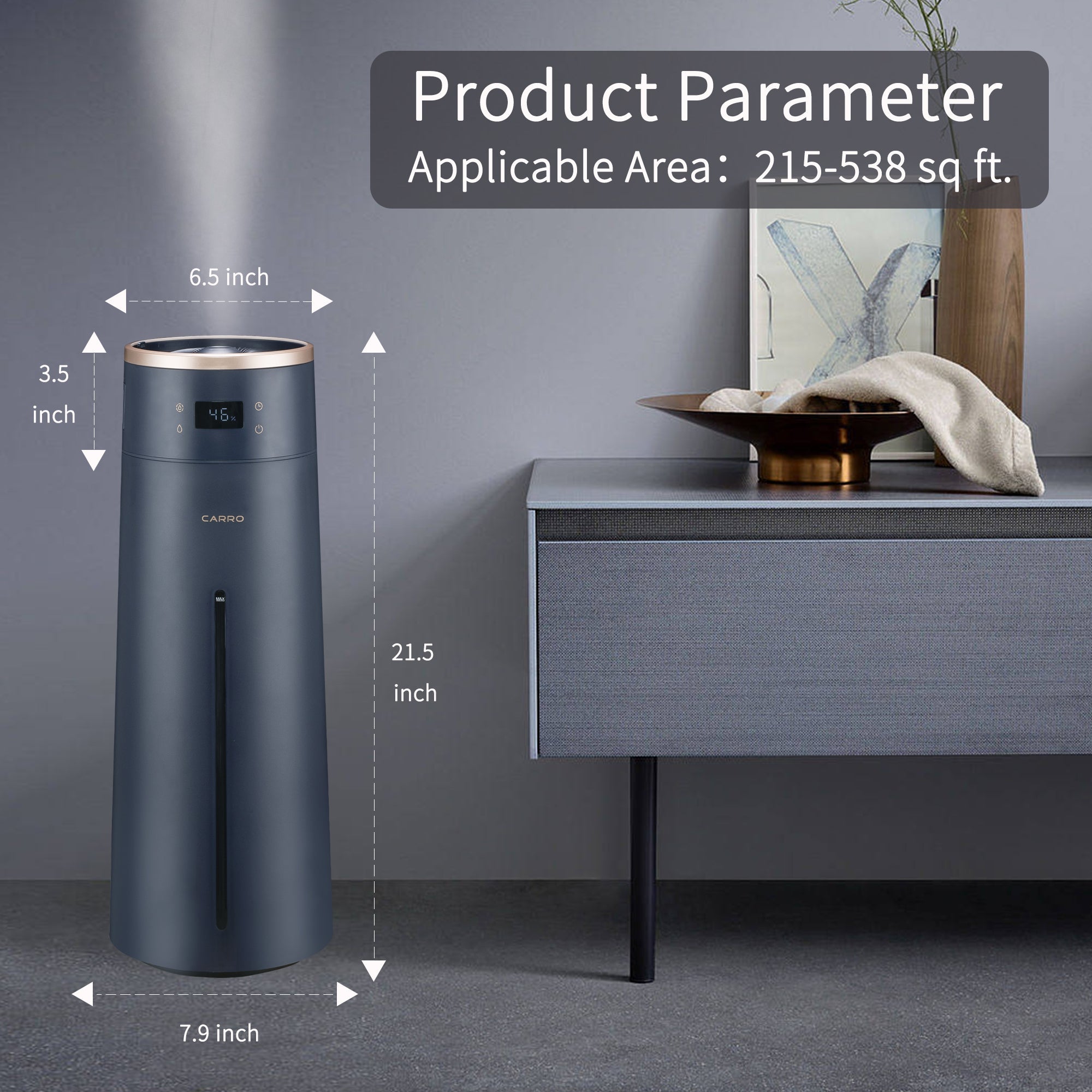 Smart Humidifier 2.1 Gal Top Fill Cool Mist - Large Room Ultrasonic Humidifier for Bedroom, Nursery & Office - Quiet Air Moisturizer for Baby, Plants & Dry Skin Relief