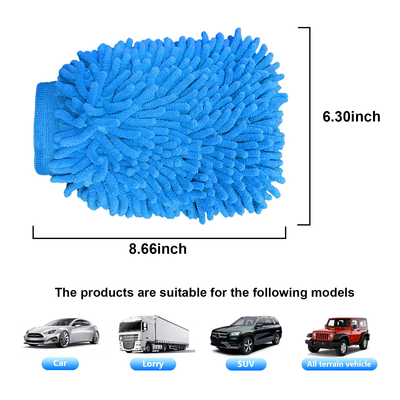 Premium Microfiber Wash Mitt - Ultra Soft Scratch-Free Double Sided Chenille Car Wash Gloves for Auto Detailing & Vehicle Cleaning (Large, Sky Blue) - Perfect for Cars, Trucks, SUVs & Motorcycles