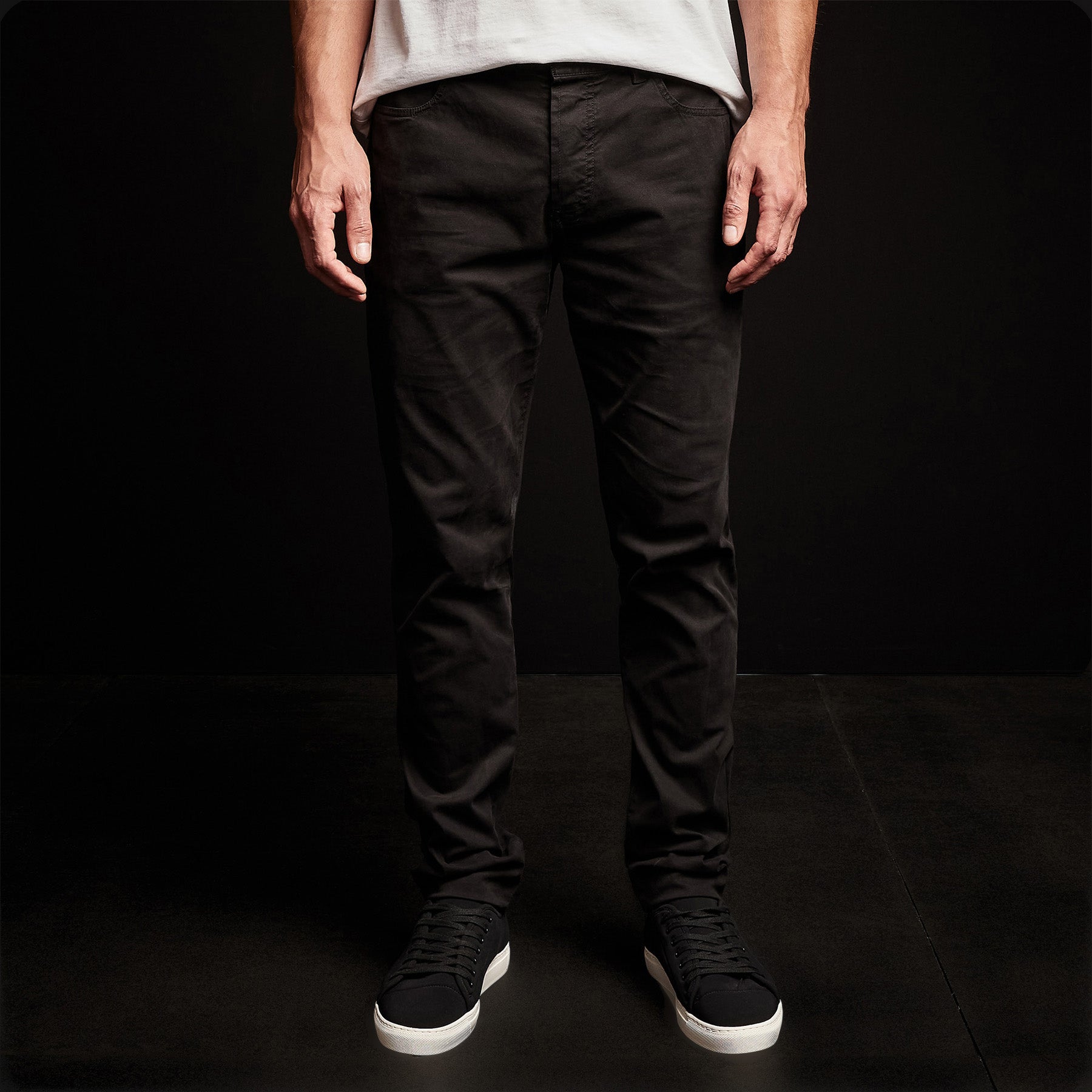 Men's Brushed Twill 5-Pocket Pants in Black - Comfortable Casual & Workwear for Everyday Wear