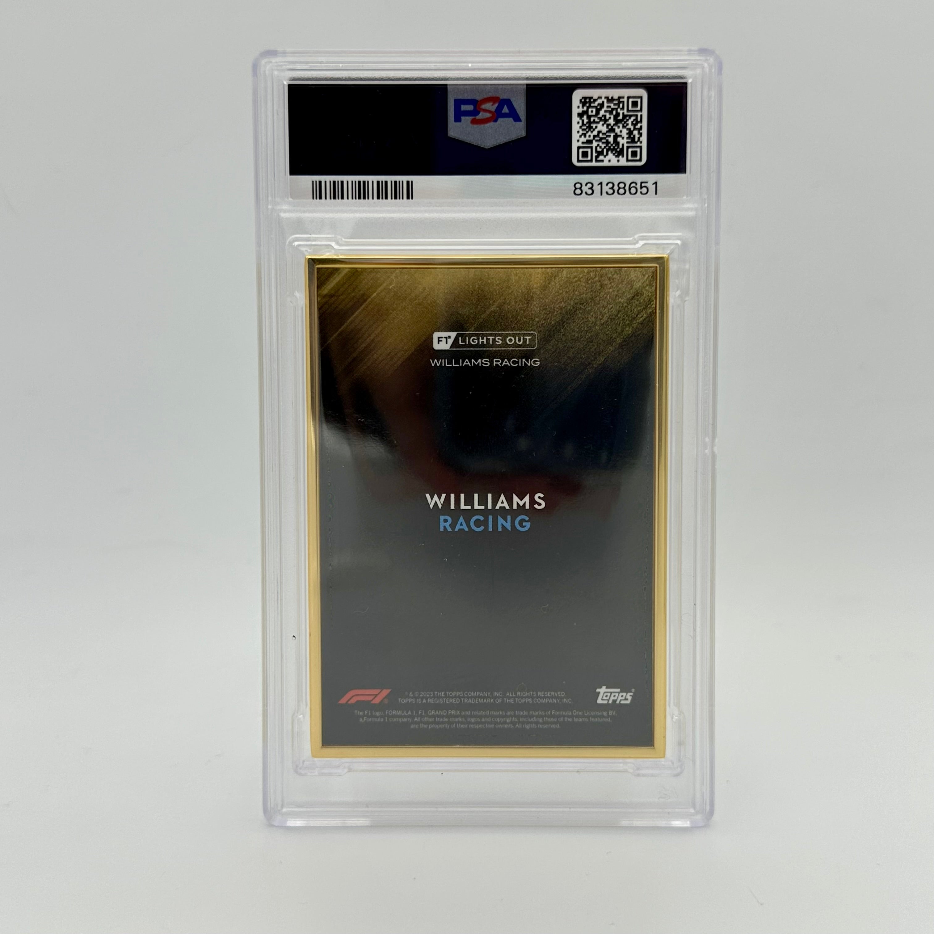Nicholas Latifi 2022 Lights Out PSA 8 Graded Gold Frame Racing Card - Perfect for F1 Collectors & Motorsport Memorabilia Displays