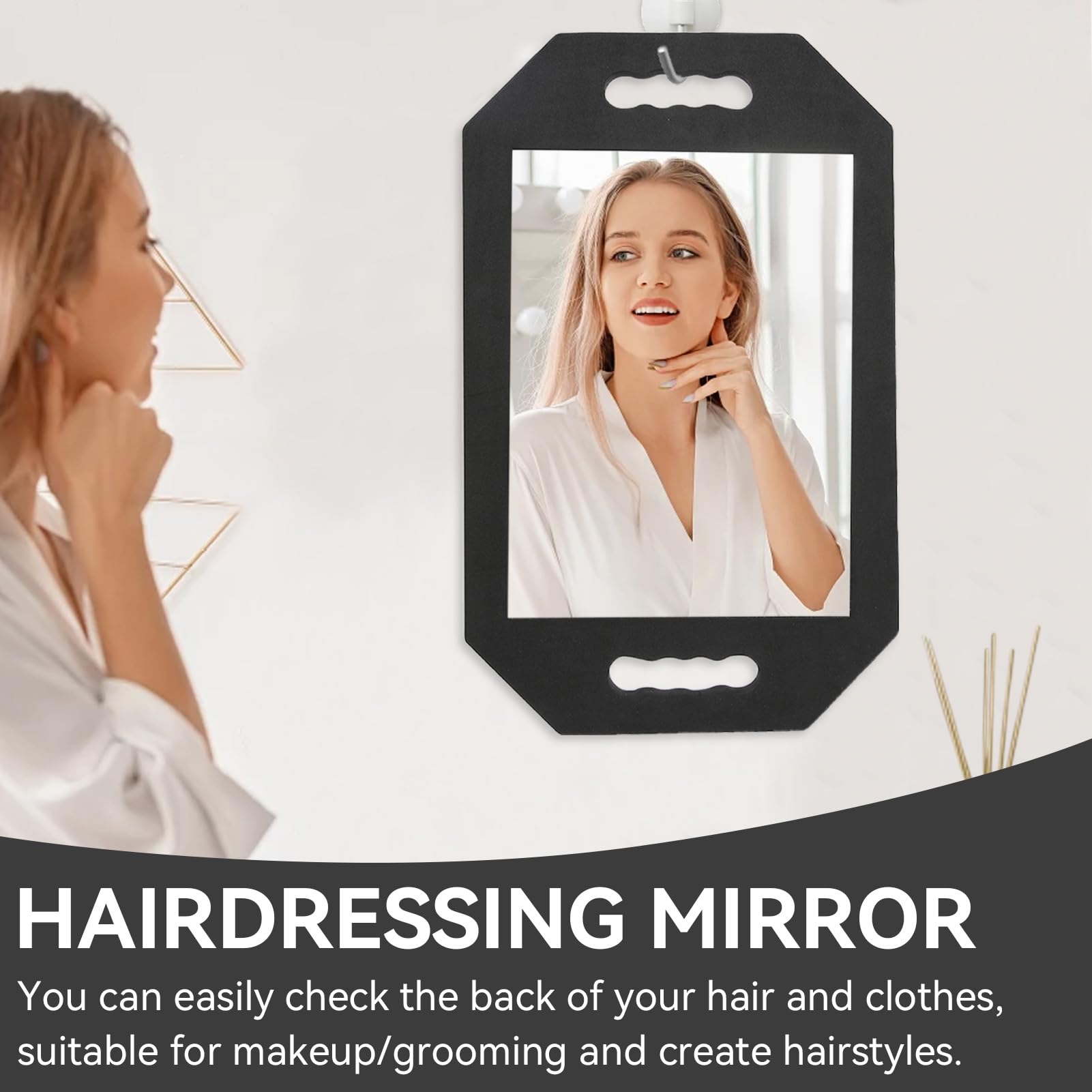 Professional Double Handle Hairdresser Back Mirror for Salon & Barber Styling - Perfect for Hair Cutting, Coloring, and Styling in Beauty Salons & Home Use
