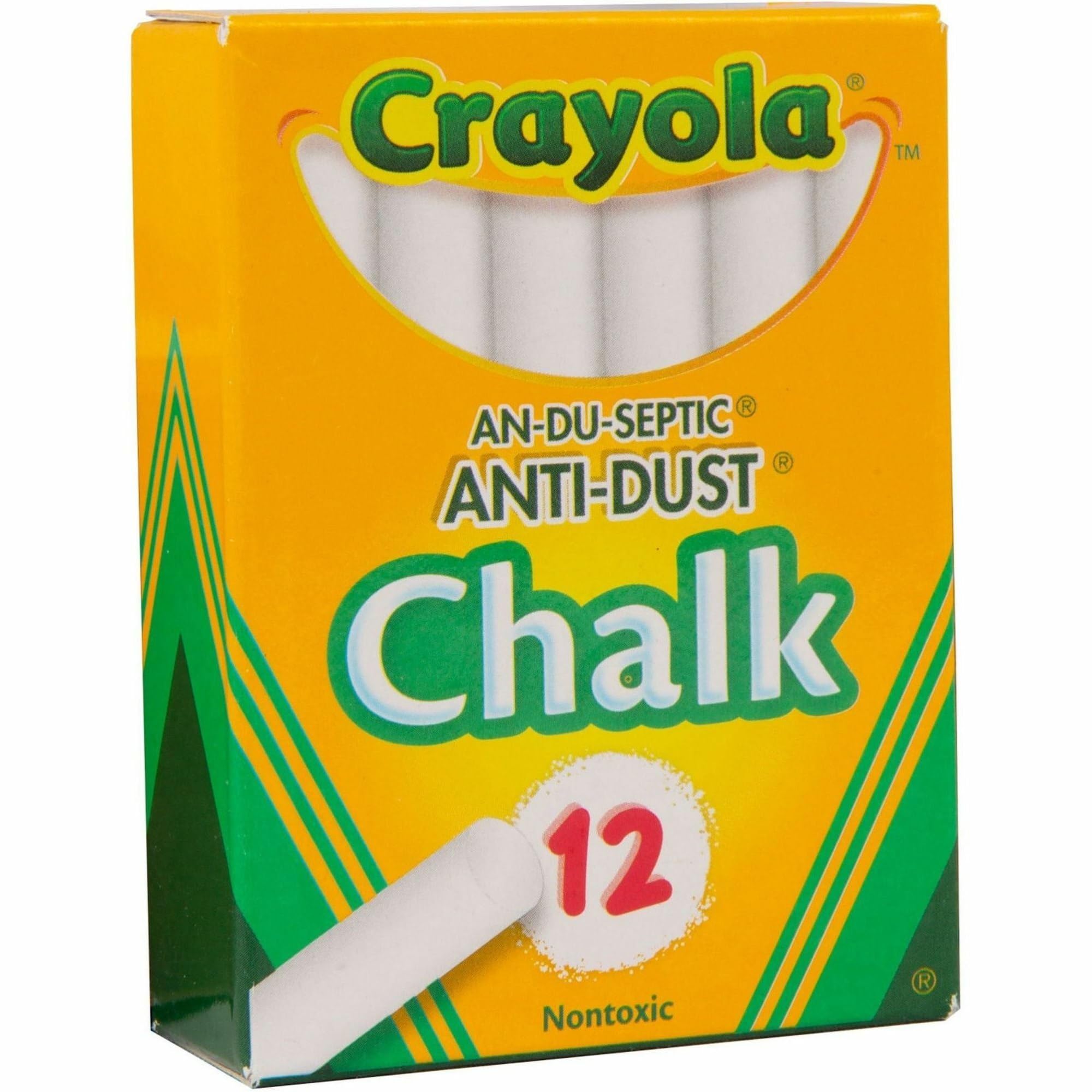 Crayola Anti-Dust White Chalk - 12 Pack for Kids, Classrooms & Sidewalk Art | Non-Toxic, Dust-Free School & Outdoor Drawing Supplies