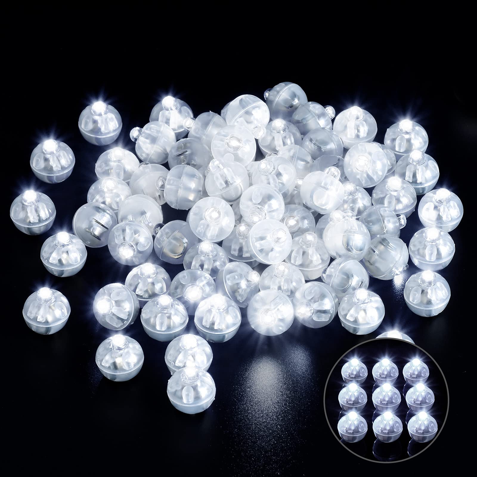 150pcs Mini Round LED Ball Lamp Balloon Lights - White Battery Operated Fairy Lights for Paper Lanterns, Wedding Decorations, Birthday Parties & Festivals | Indoor/Outdoor Decorative Lighting for Home, Garden, and Events