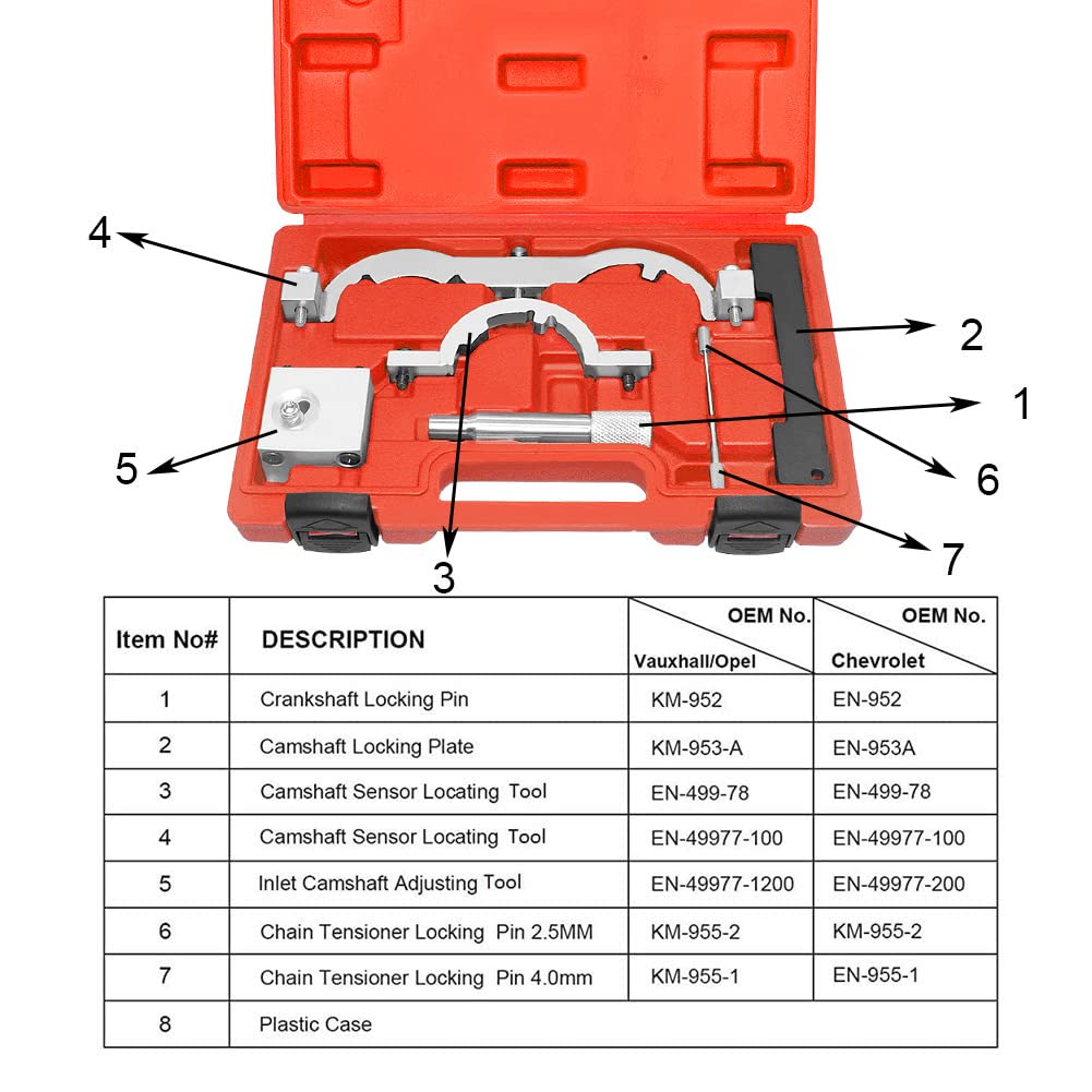 JoyTube Turbo Engine Timing Tool Kit for Chevy Vauxhall Opel Cruze 1.0L 1.2L 1.4L - Camshaft Holding Locking Tool (EN-49977-100 EN955 KM955) - Professional Automotive Repair Tool for Timing Belt Replacement & Engine Maintenance