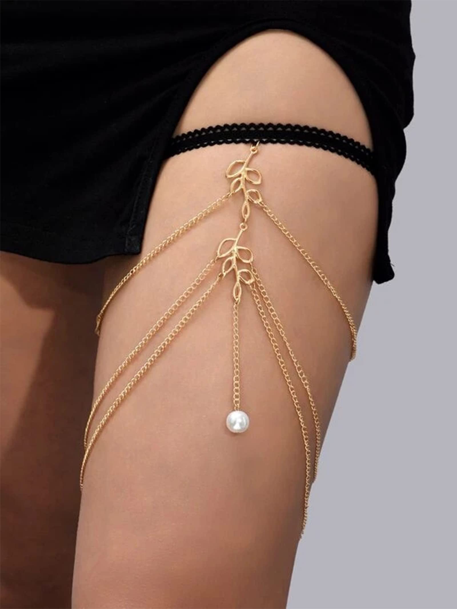 Trendy Women's Body Chain Jewelry Set - Thigh Harness, Snake Leg Chain & Garters for Summer Dresses & Outfits | Boho Festival Accessories for Beach Parties & Night Out