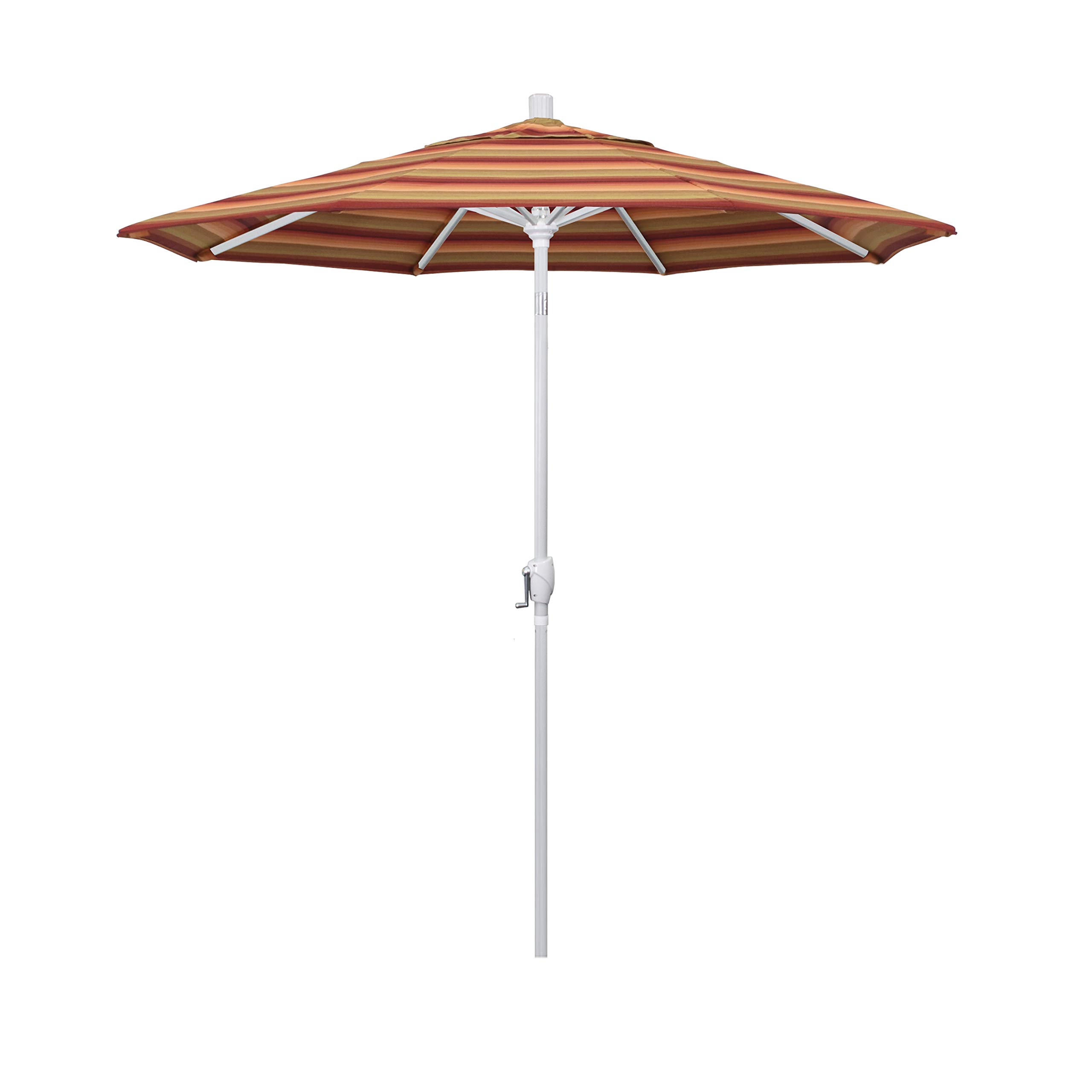 7.5ft Round Aluminum Patio Umbrella with Crank Lift & Push Button Tilt - White California Market Umbrella for Outdoor Dining, Poolside, Garden, and Backyard Relaxation