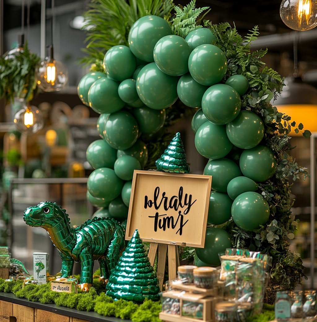 Bezente 100-Pack 12 Inch Dark Green Latex Balloons - Premium Round Helium Party Balloons for Wedding, Graduation, Anniversary & Birthday Decorations - Perfect for Backdrop, Ceiling & Outdoor Party Scenes