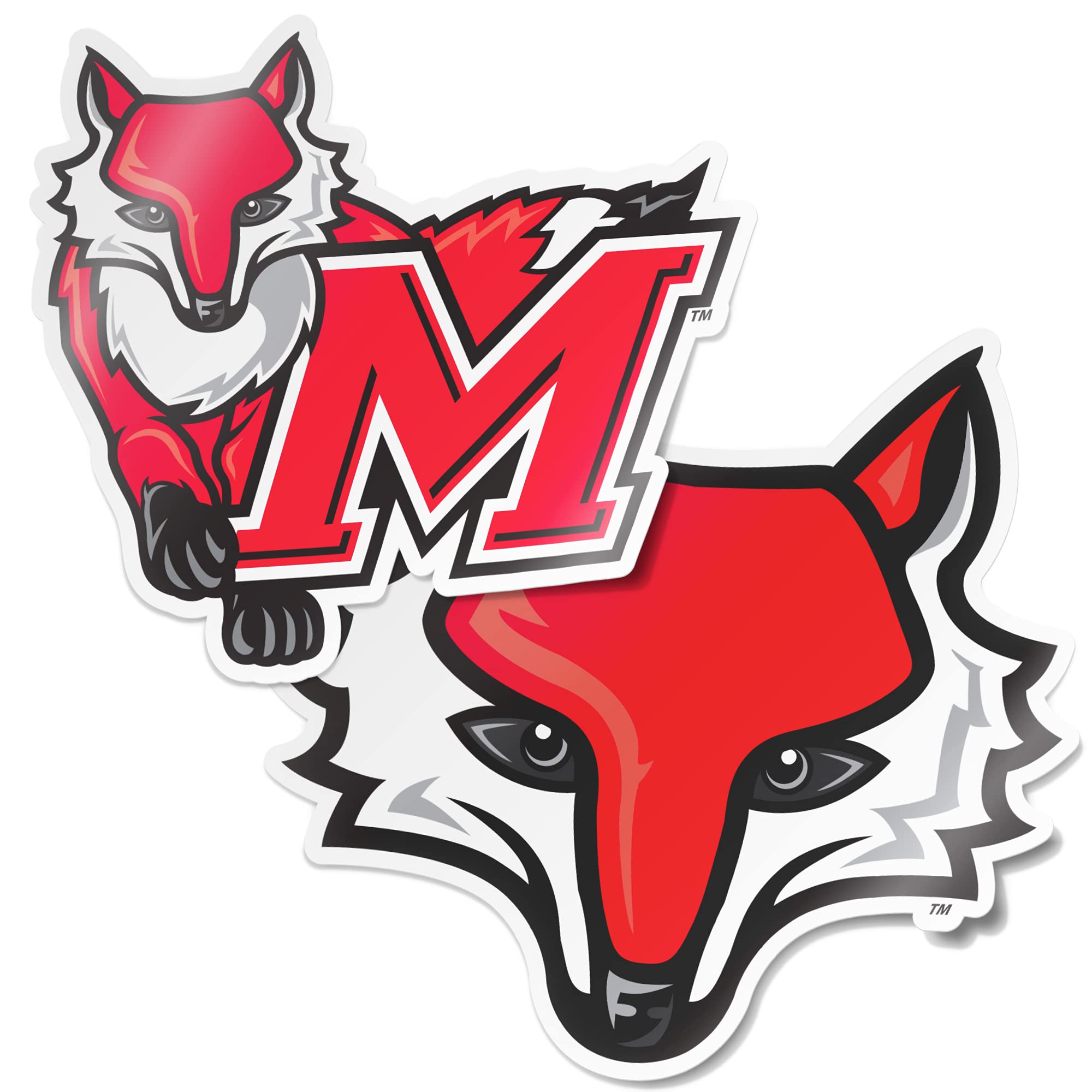 Desert Cactus & Marist College Sticker Set - 4 Inch Vinyl Decals for Laptop, Water Bottle, Car & Scrapbook - Red Foxes Design | Perfect for College Students, Dorm Decor & Gift Giving