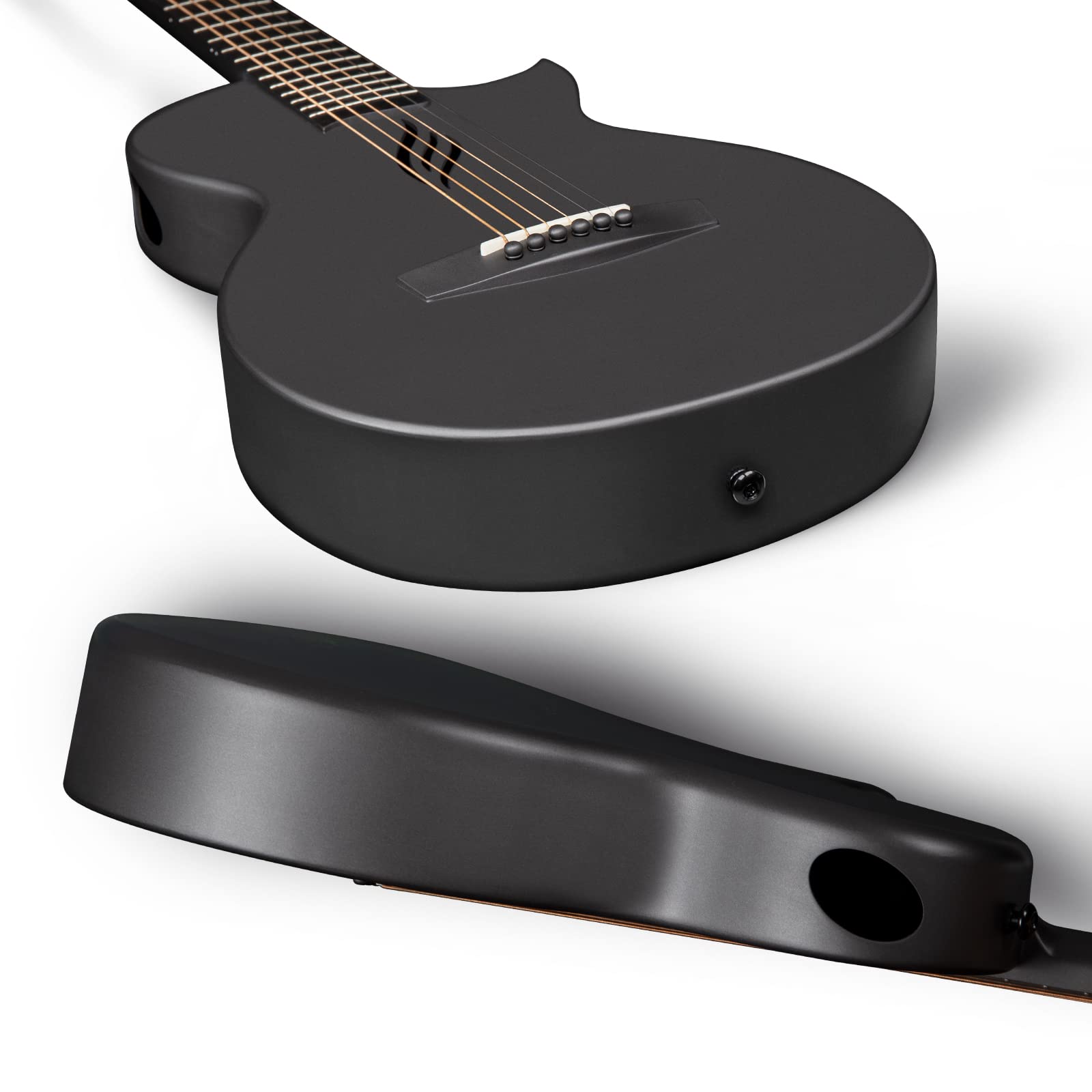 **Enya Nova Go 1/2 Size Carbon Fiber Acoustic Guitar for Beginners & Adults – Travel Guitar with Starter Bundle (Black) – Includes Gig Bag, Strap, Cleaning Cloth & Strings – Perfect for Camping, Travel & Outdoor Performances**