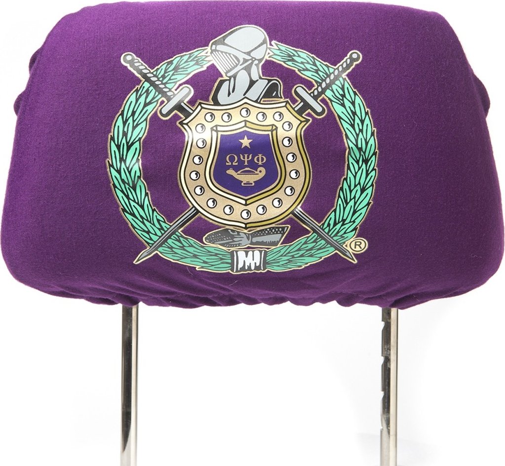 Omega Psi Phi Car Seat Headrest Cover - Purple Car Accessories for Fraternity Members | Perfect for Road Trips, Commuting & Protecting Car Seats