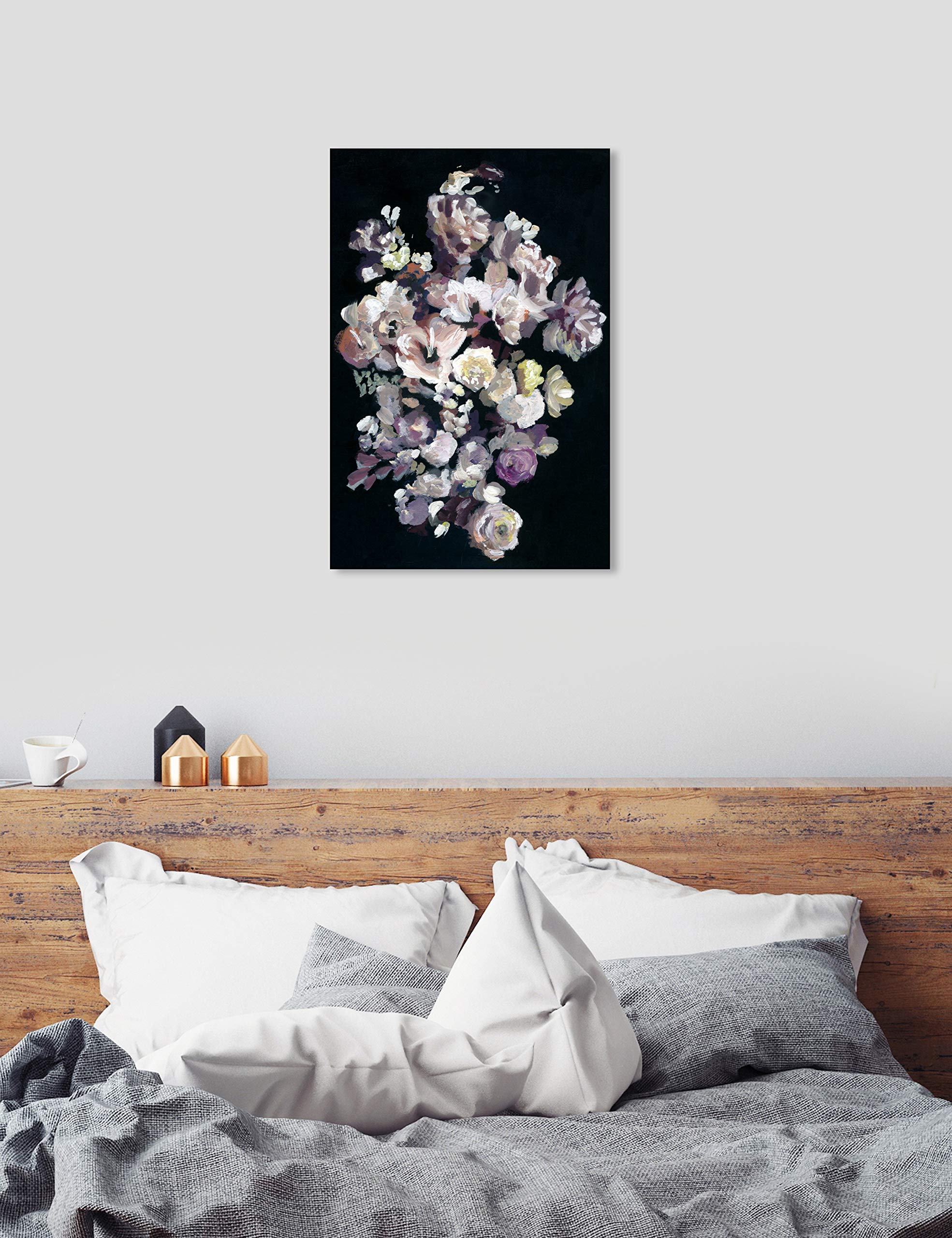 Oliver Gal Artist Co. 'Beauty in Darkness' Floral Canvas Wall Art Print - 30x45 Inches, Black & Pink Home Decor for Living Room, Bedroom & Office